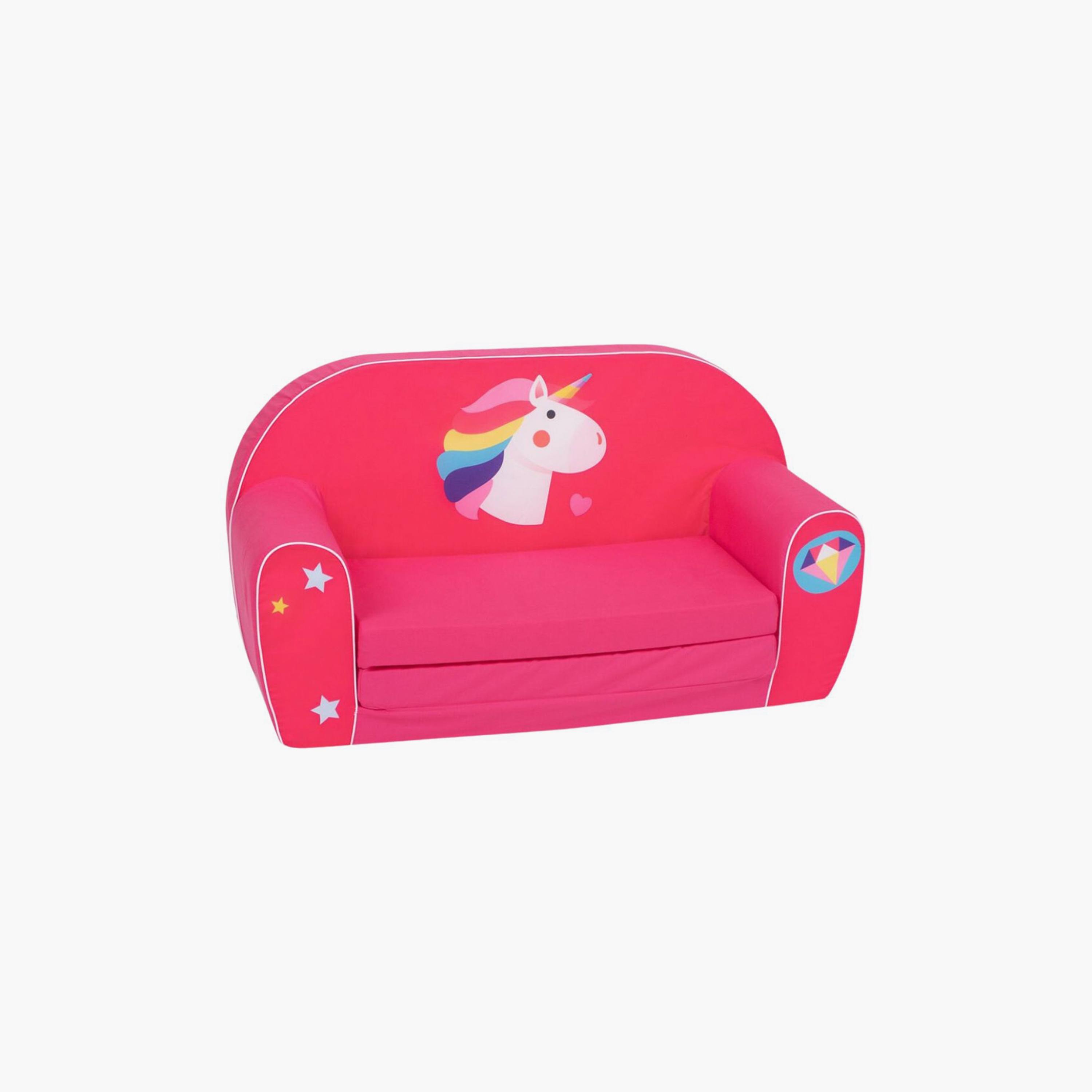 Delsit Printed Sofa Cum Bed - Unicorn Dimond - Pink-baby-nursery-furniture-chairsandtables-image-1