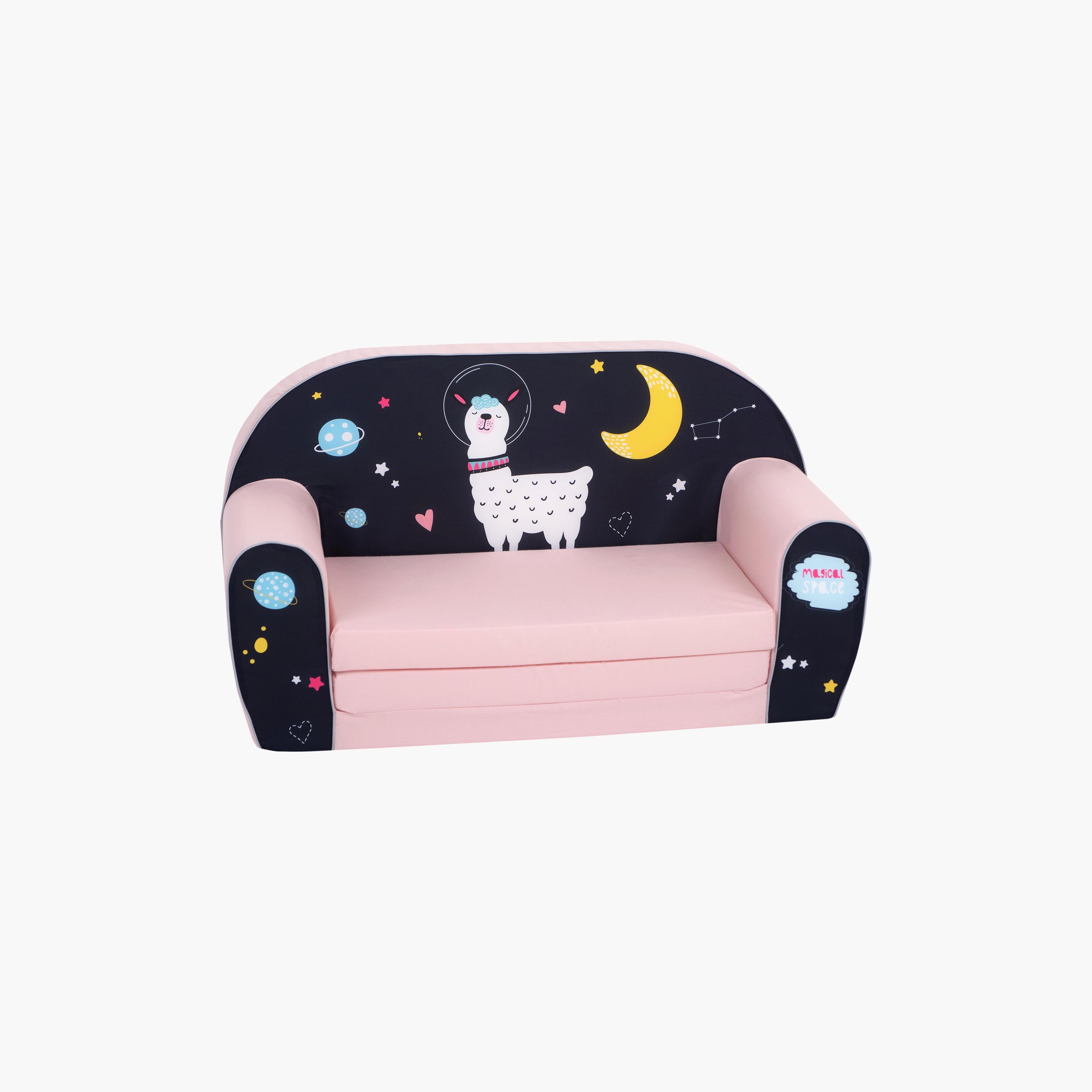 Delsit Printed Sofa Cum Bed - Lama In Space - Pink-baby-nursery-furniture-chairsandtables-image-1
