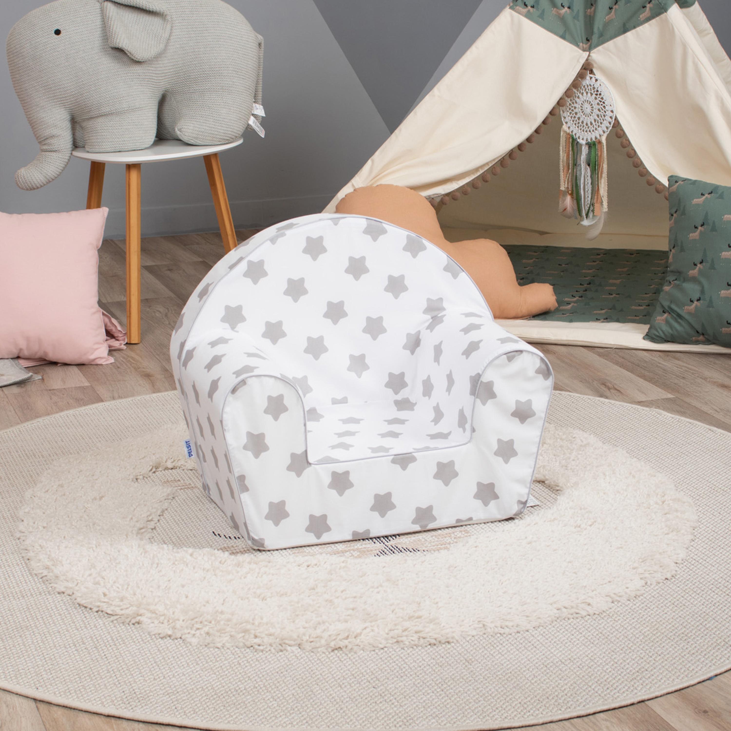 كرسي بذراعين مطبوع نجوم من ديلسيت - رمادي وأبيض-baby-nursery-furniture-chairsandtables-image-2