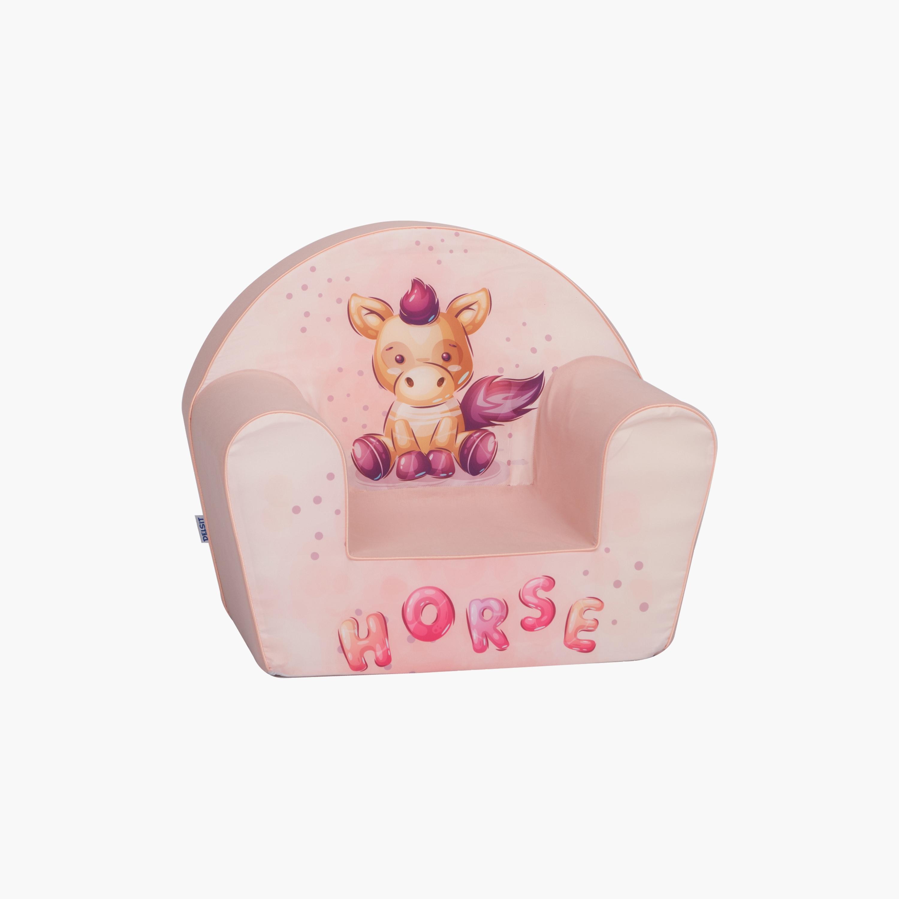 كرسي بذراعين مطبوع من ديلسيت - حصان - وردي-baby-nursery-furniture-chairsandtables-image-1