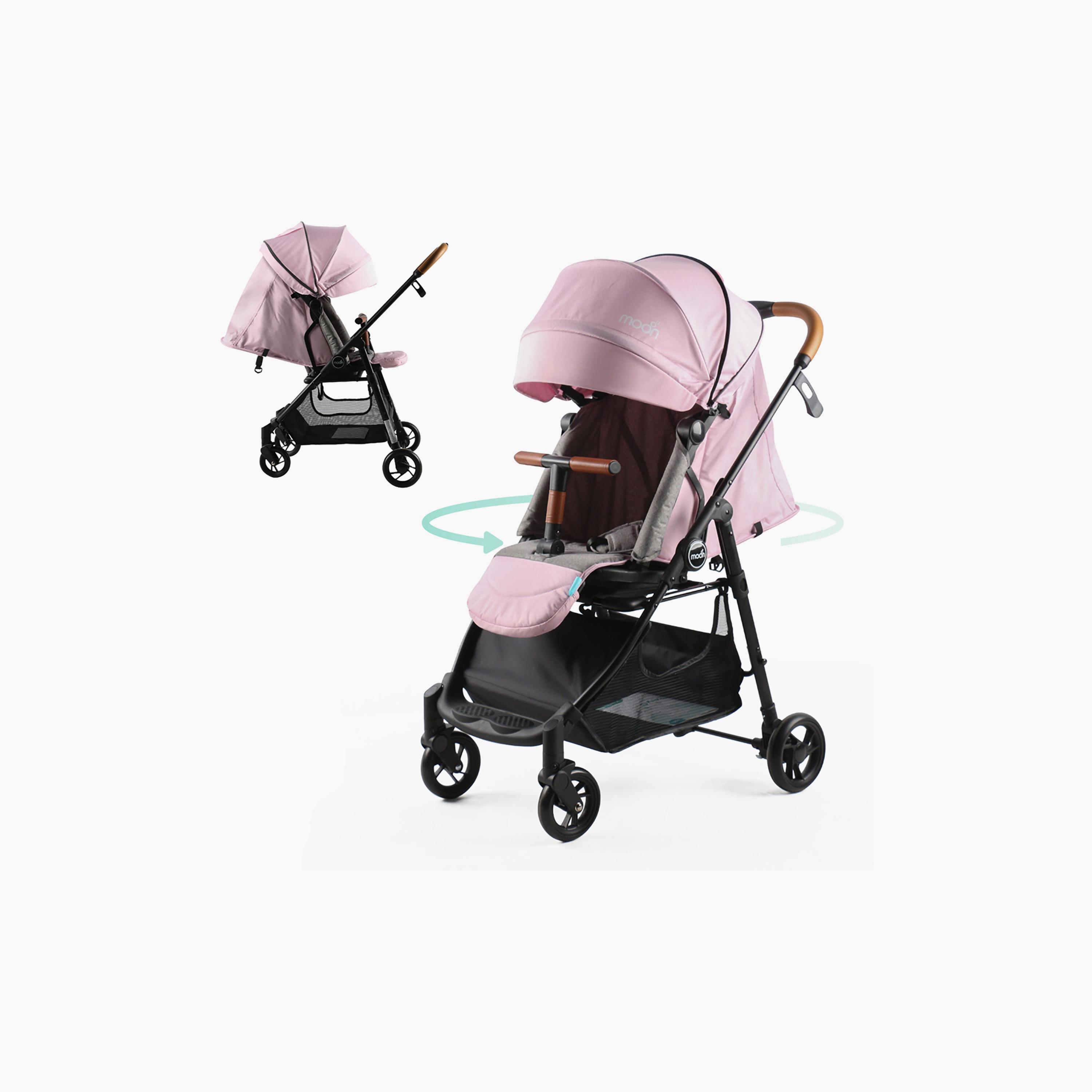 عربة أطفال ريفو قابلة للدوران 360 درجة من موون، وردي-baby-gear-strollersandprams-strollers-image-1