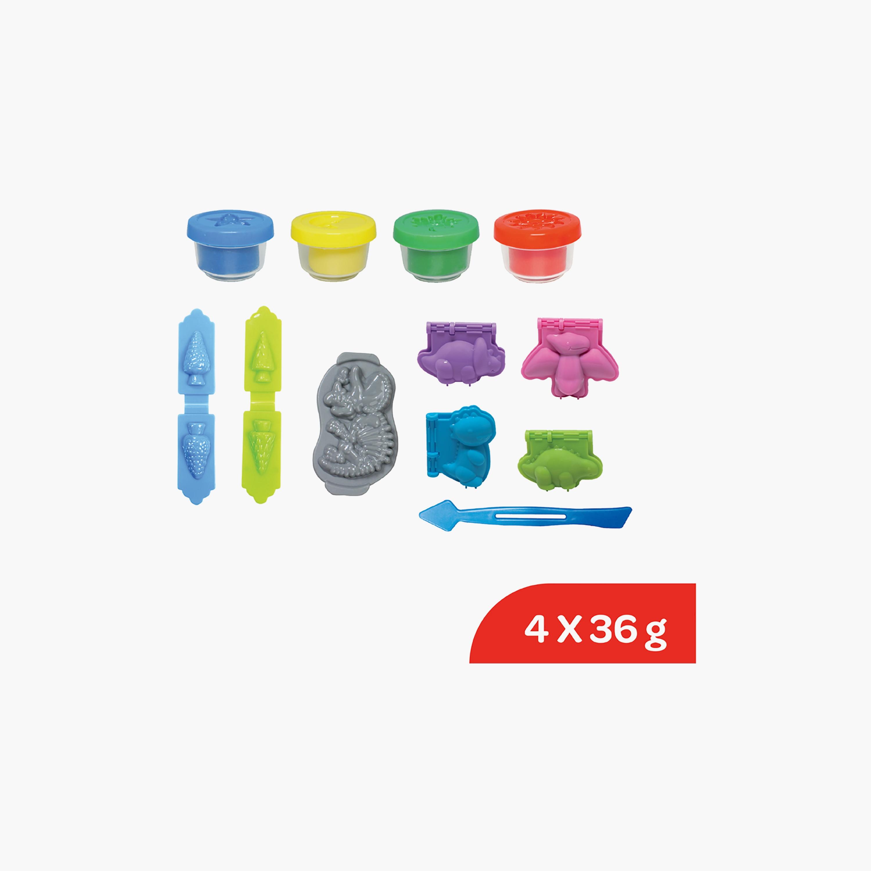 Moon 4-Piece Funny Dino Dough Creations Set with Molds, Multicolour, 3 Years+-school-artsandcrafts-image-1