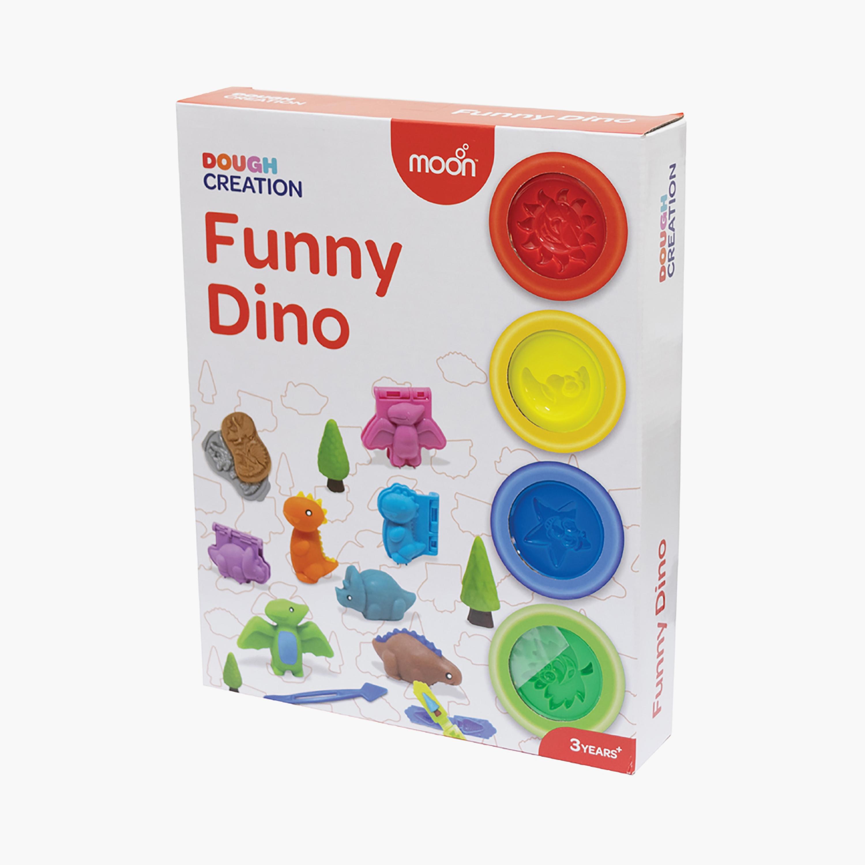 Moon 4-Piece Funny Dino Dough Creations Set with Molds, Multicolour, 3 Years+-school-artsandcrafts-image-2