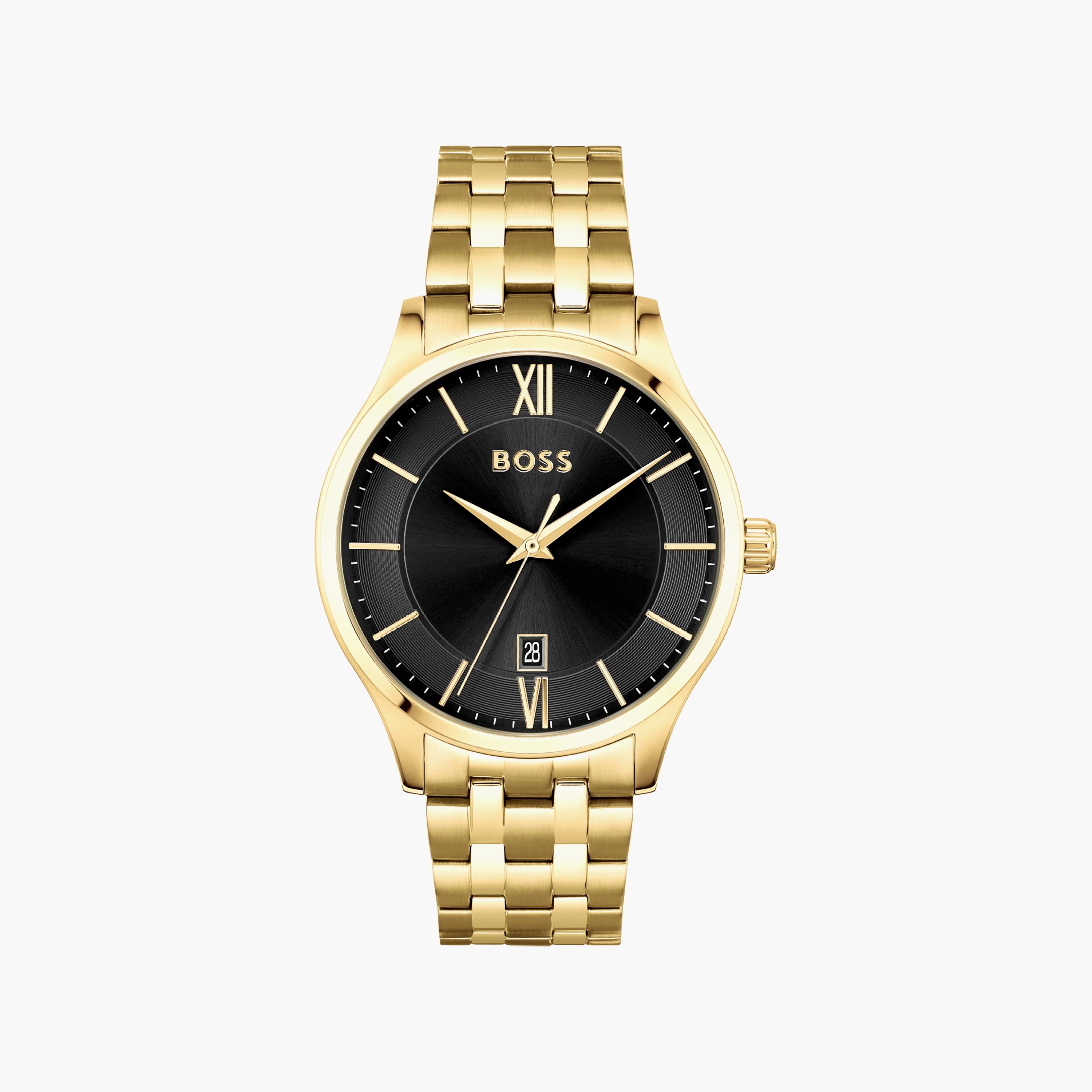 ساعة هيوغو بوس للرجال 41 ملم ذهبية أنالوج من الستانلس ستيل | 1513897-men-watchesandjewellery-watches-image-1