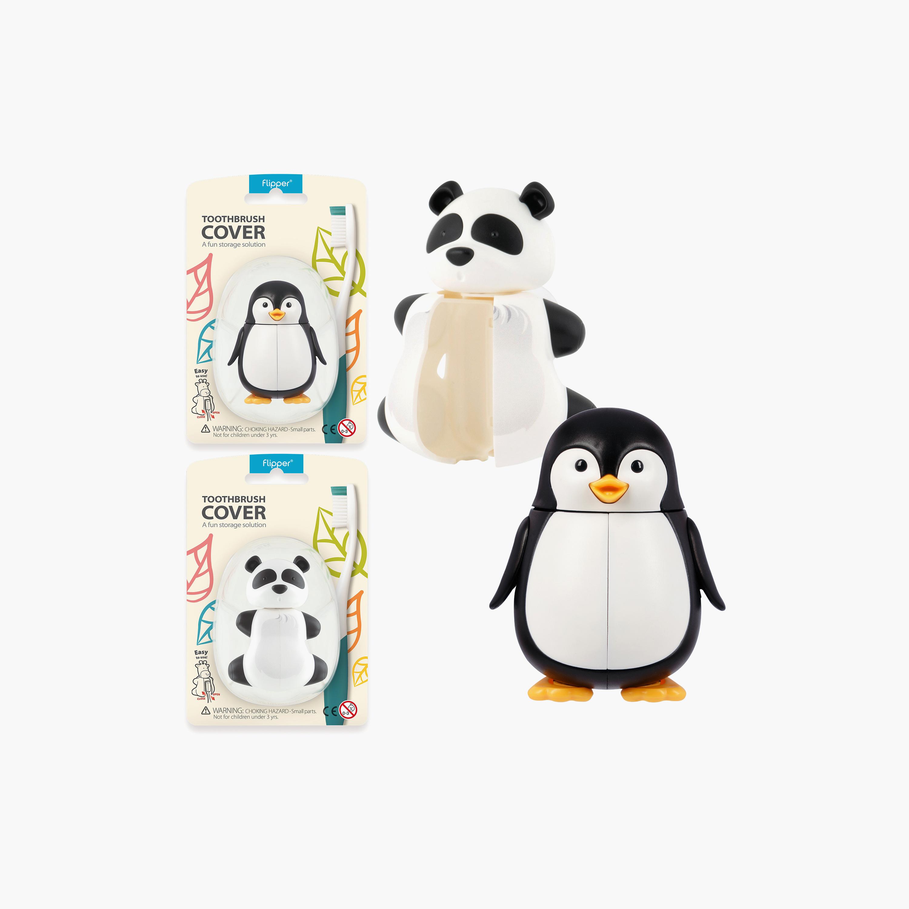 غطاء حامل فرشاة الأسنان قطعتين من فليبر، باندا وبنجوين-baby-bathandcare-oralcare-image-1