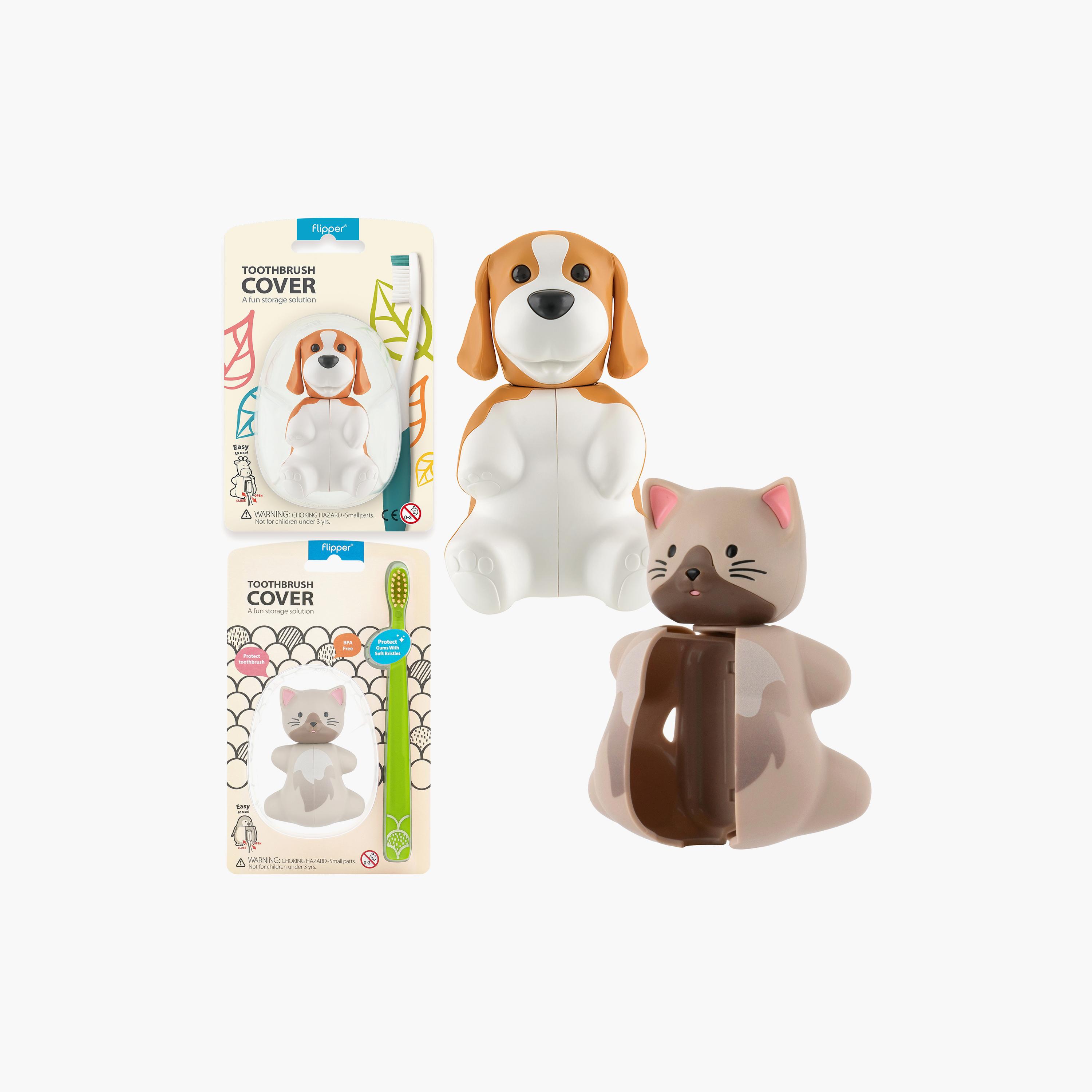 غطاء حامل فرشاة الأسنان قطعتين من فليبر، بيجل وقطة-baby-bathandcare-oralcare-image-1
