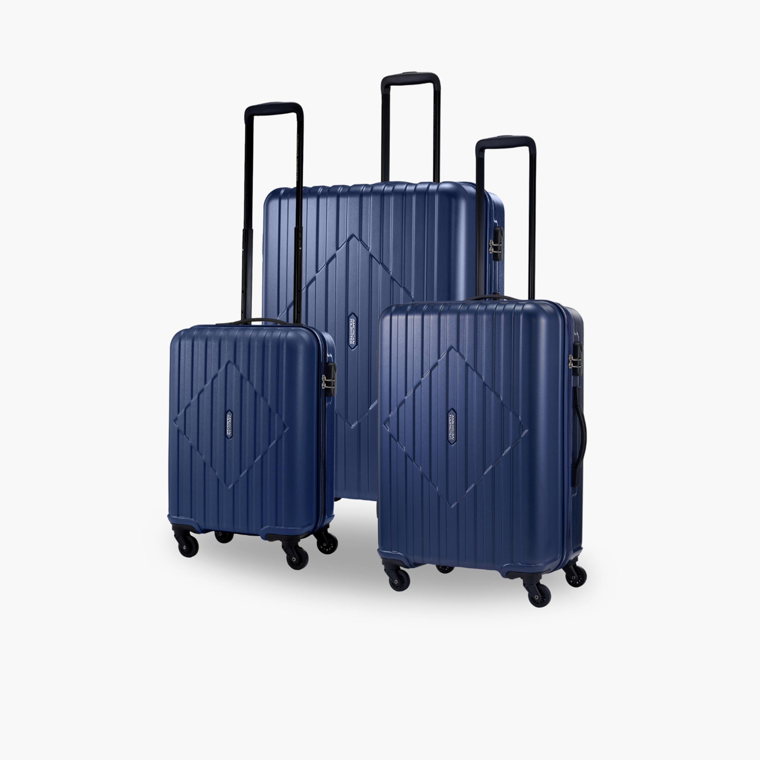 Buy American Tourister Skytrac Set of 3 ABS Hard Sided 4 Wheeler Spinner Luggage Trolley Bag with TSA Lock Online Centrepoint KSA