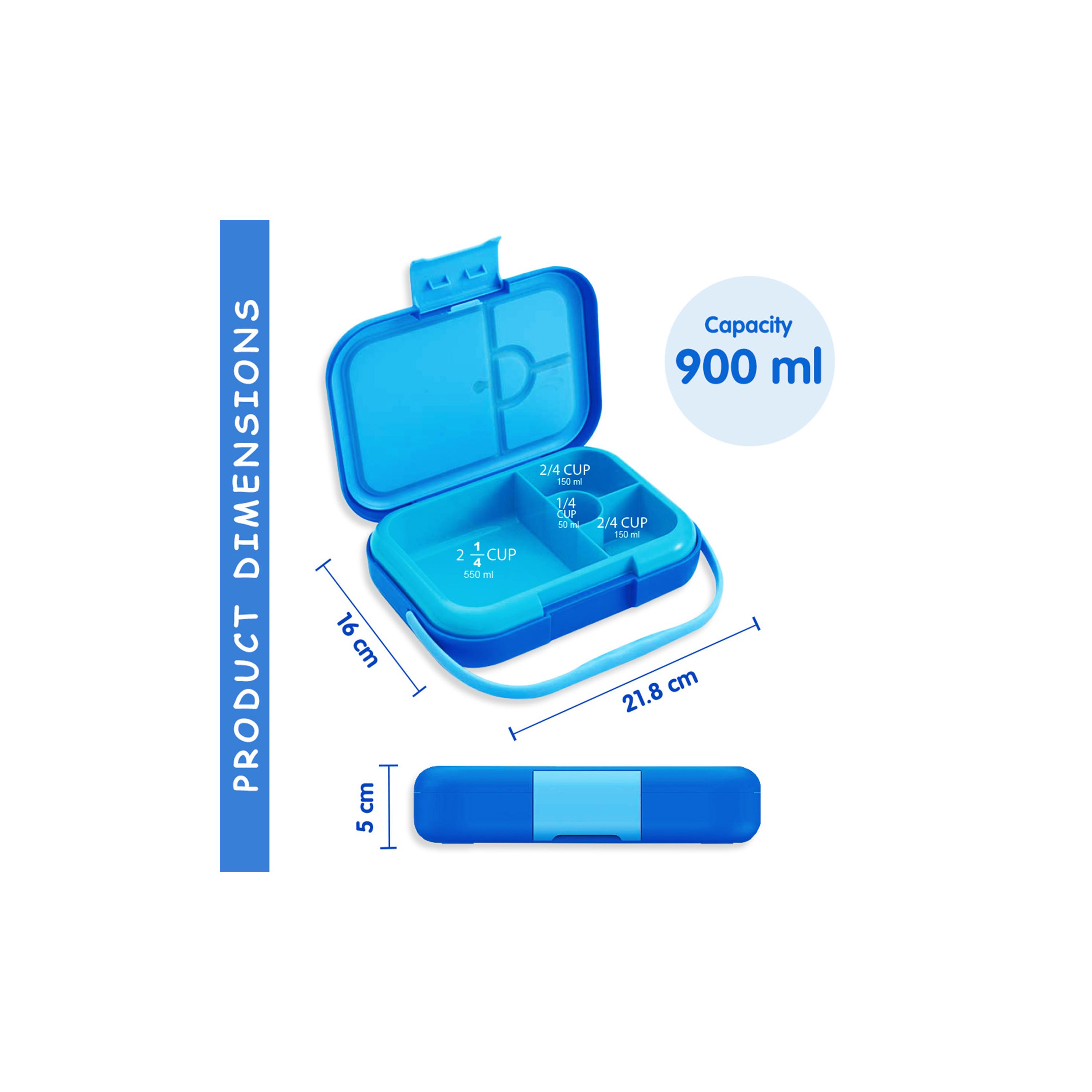Eazy Kids 4 Compartment Bento Lunch Box, Mat, 900 ml-school-lunchessentials-lunchboxes-image-2