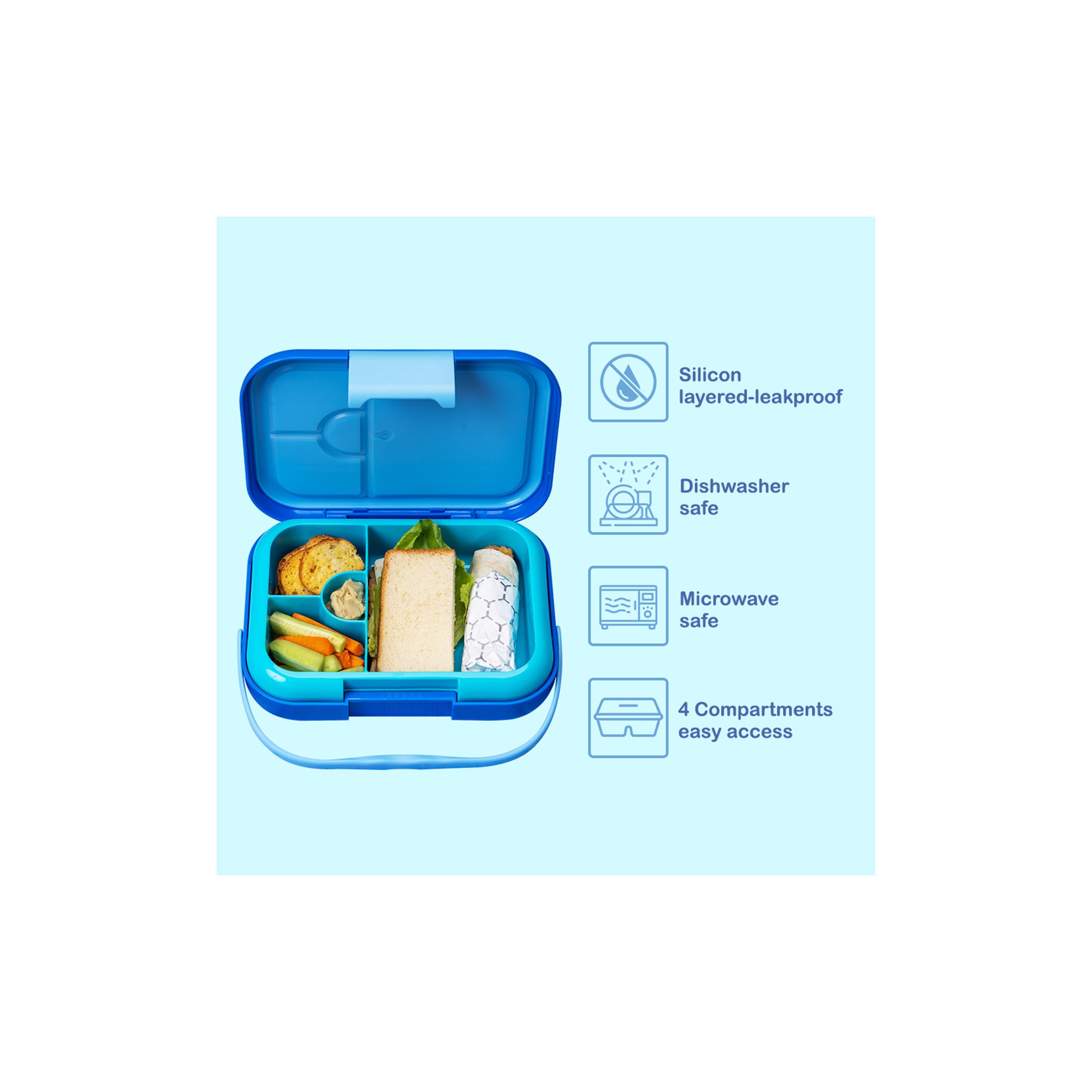 Eazy Kids 4 Compartment Bento Lunch Box, Mat, 900 ml-school-lunchessentials-lunchboxes-image-8