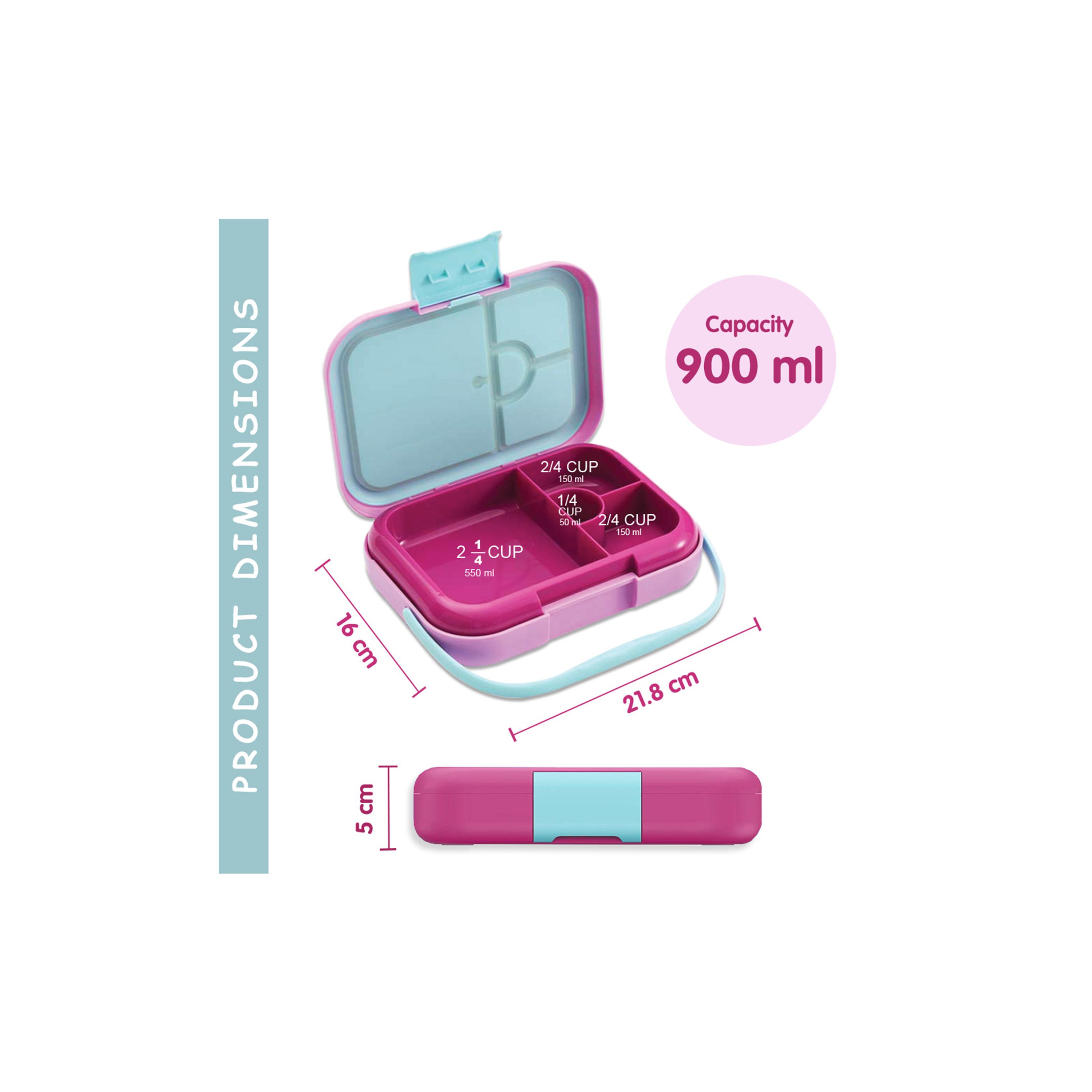 Eazy Kids 4 Compartment Bento Lunch Box, Mat, 900 ml-school-lunchessentials-lunchboxes-image-2