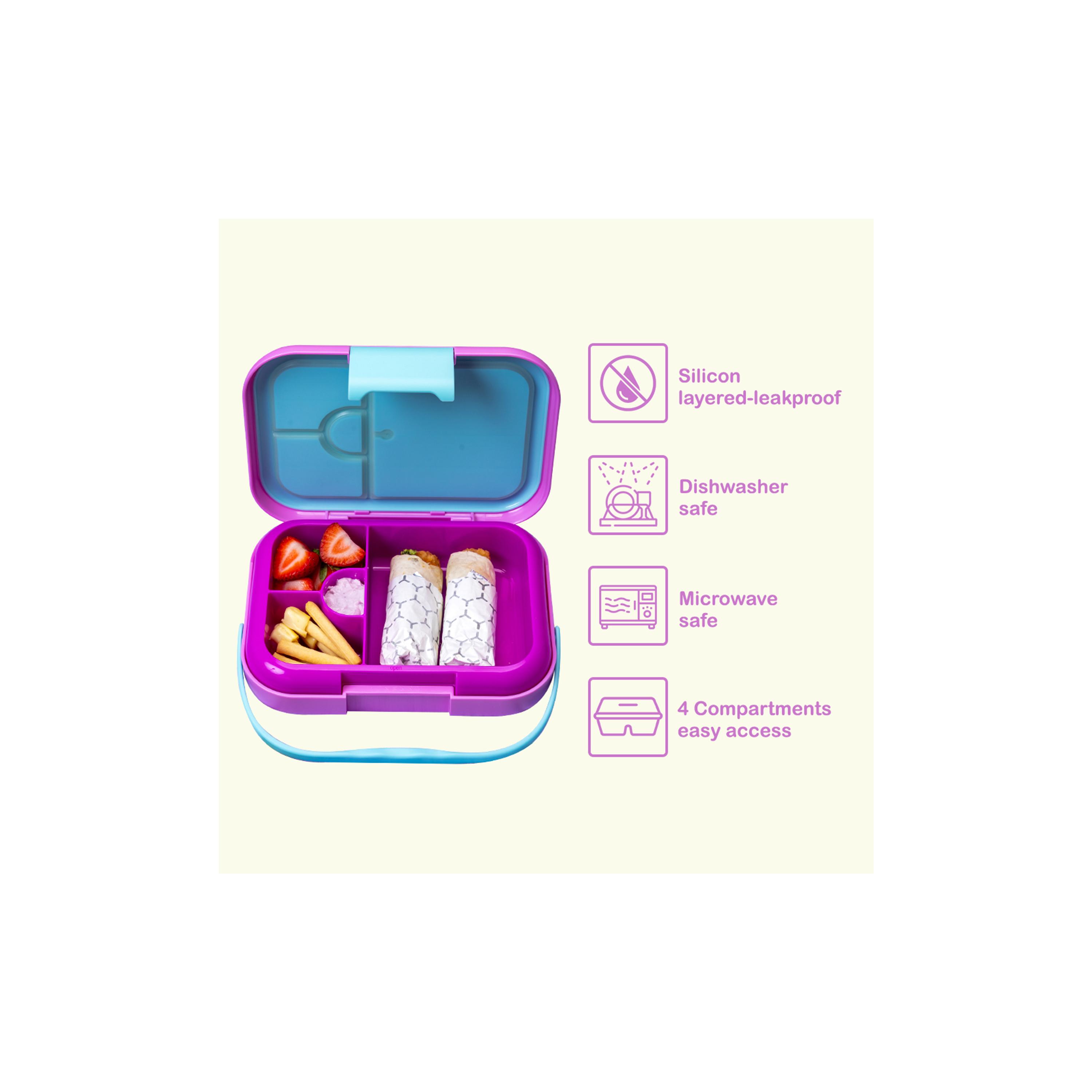 Eazy Kids 4 Compartment Bento Lunch Box, Mat, 900 ml-school-lunchessentials-lunchboxes-image-8