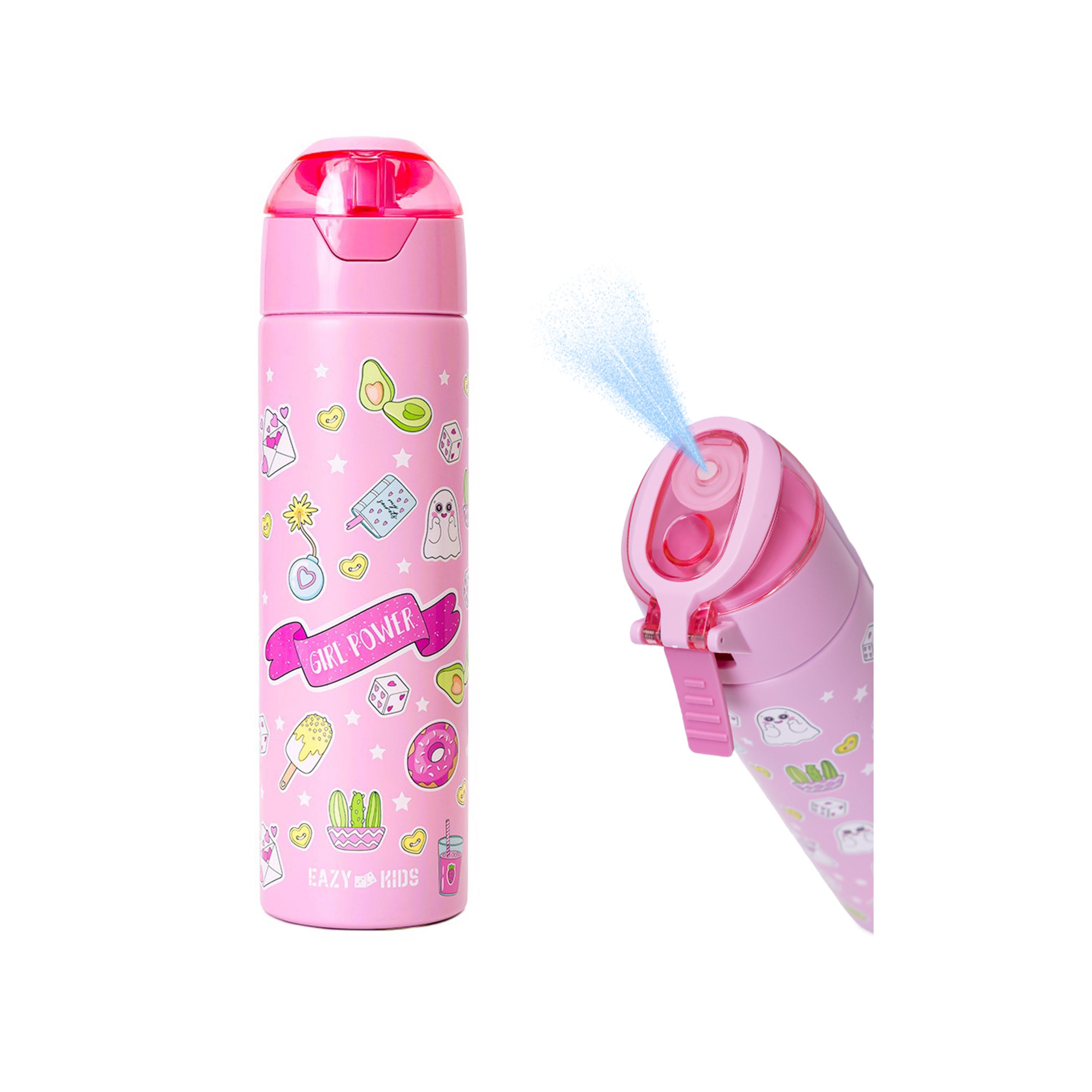 زجاجة مياه معزولة من الستانلس ستيل مع بخاخ من إيزي كيدز، زهري، 640 مل-school-waterbottles-image-1