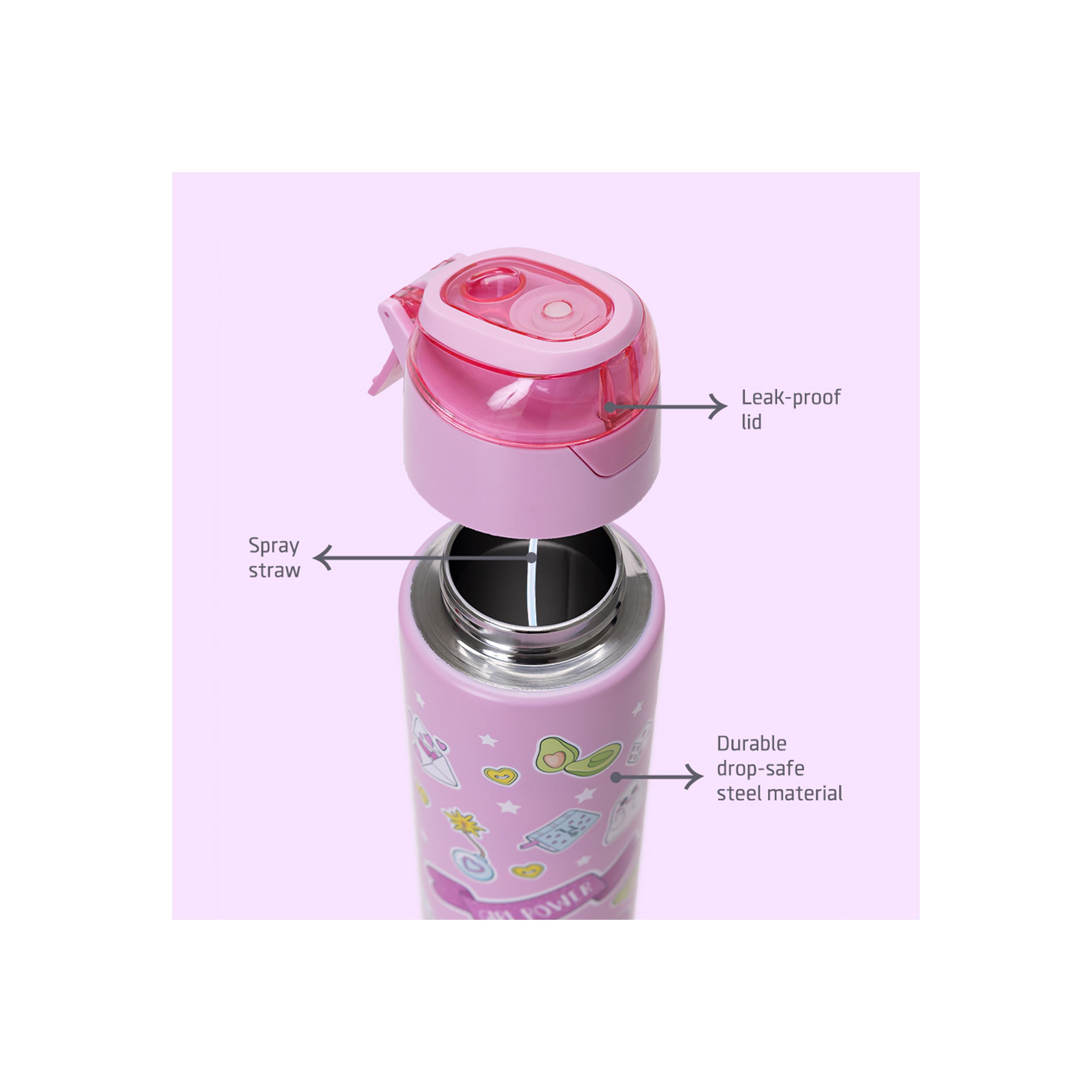 زجاجة مياه معزولة من الستانلس ستيل مع بخاخ من إيزي كيدز، زهري، 640 مل-school-waterbottles-image-12