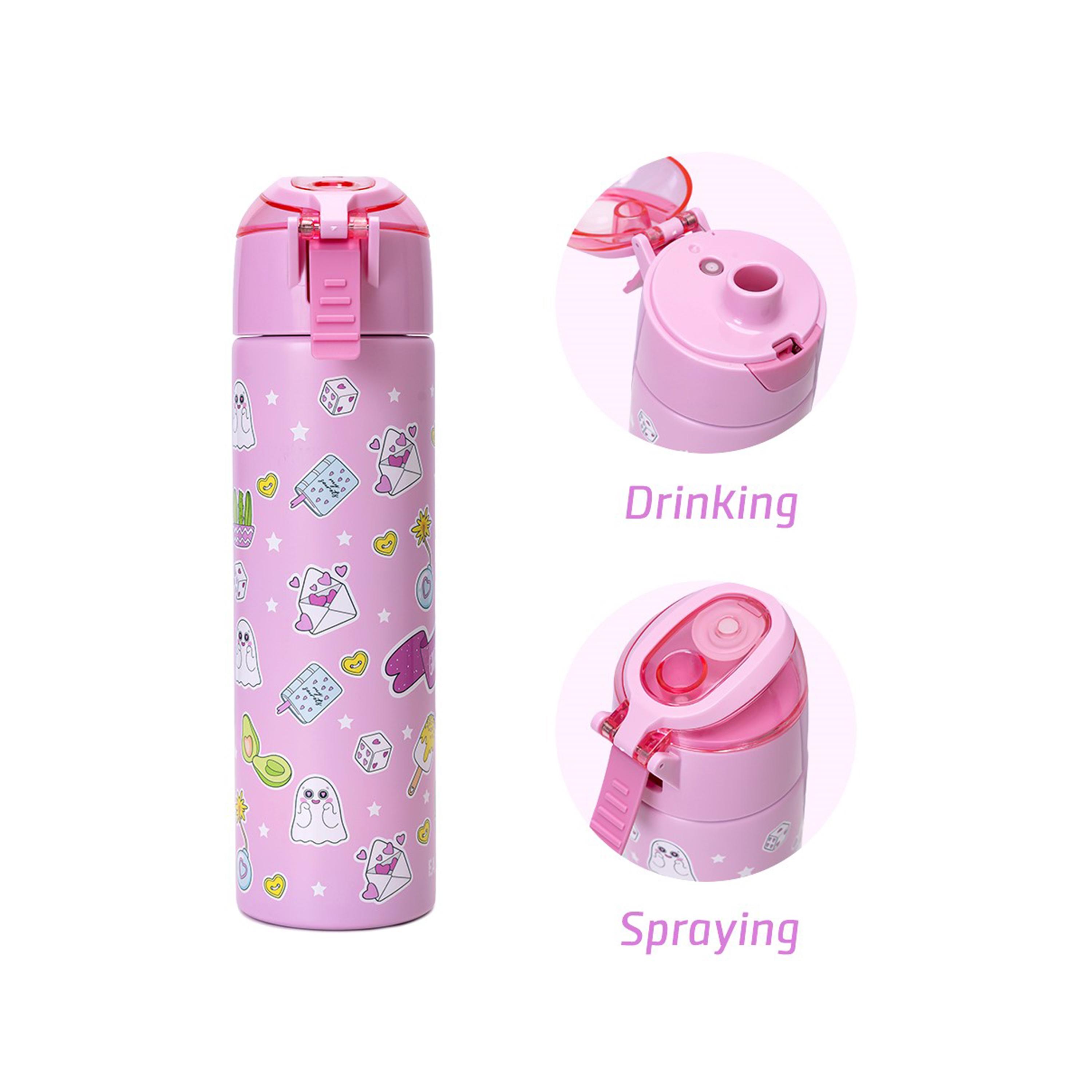 زجاجة مياه معزولة من الستانلس ستيل مع بخاخ من إيزي كيدز، زهري، 640 مل-school-waterbottles-image-14