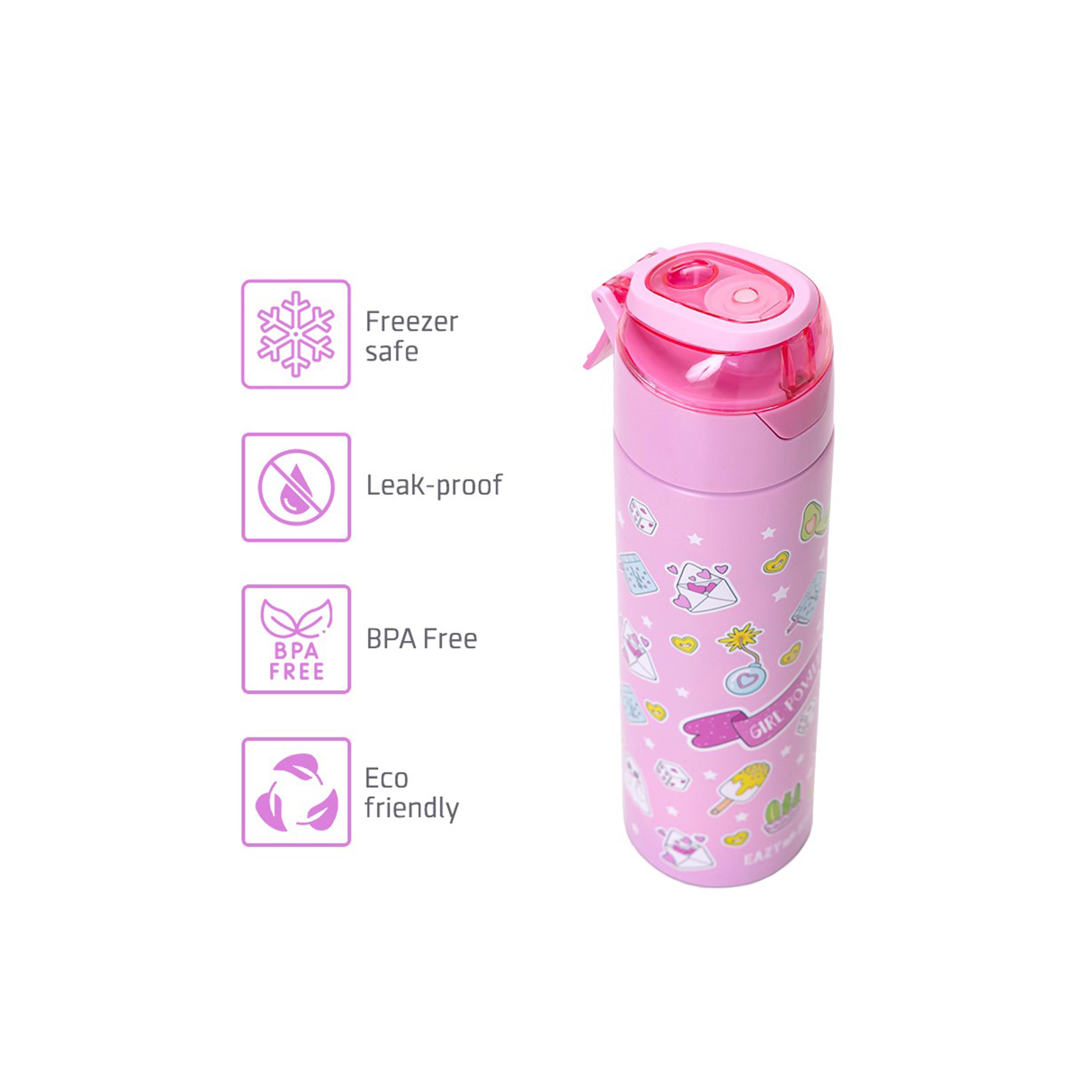 زجاجة مياه معزولة من الستانلس ستيل مع بخاخ من إيزي كيدز، زهري، 640 مل-school-waterbottles-image-9