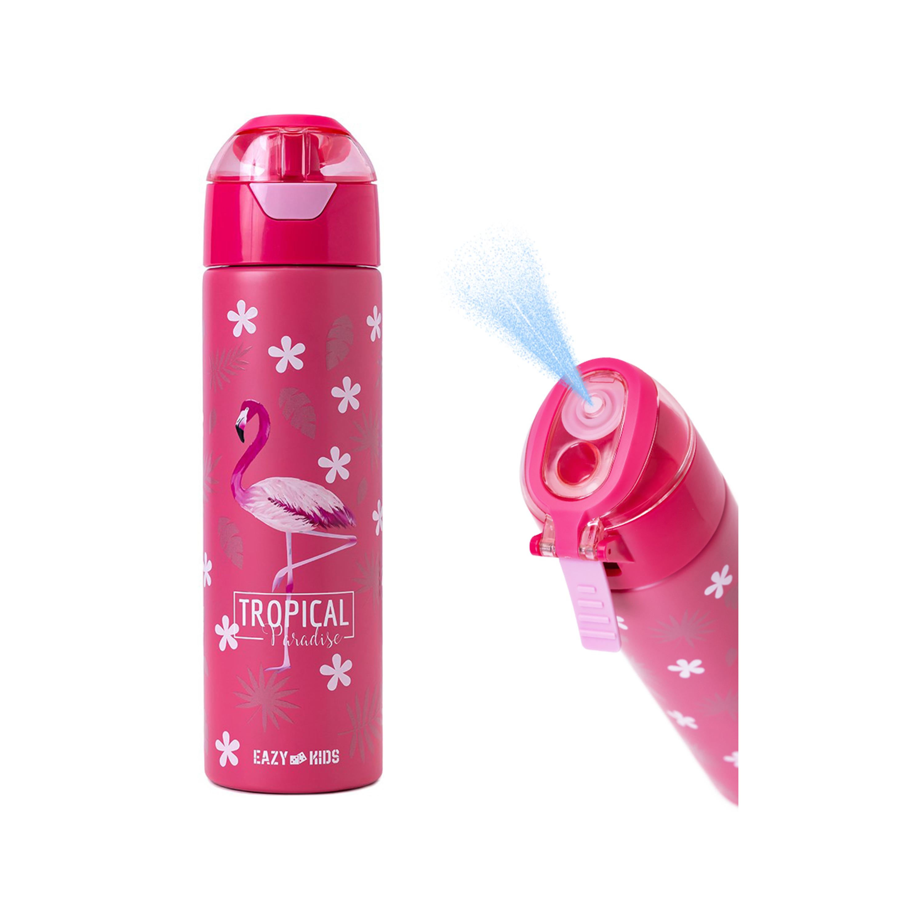 Eazy Kids Insulated Stainless Steel Water Bottle with Spray, Tropical, Red, 640ml-school-waterbottles-image-1