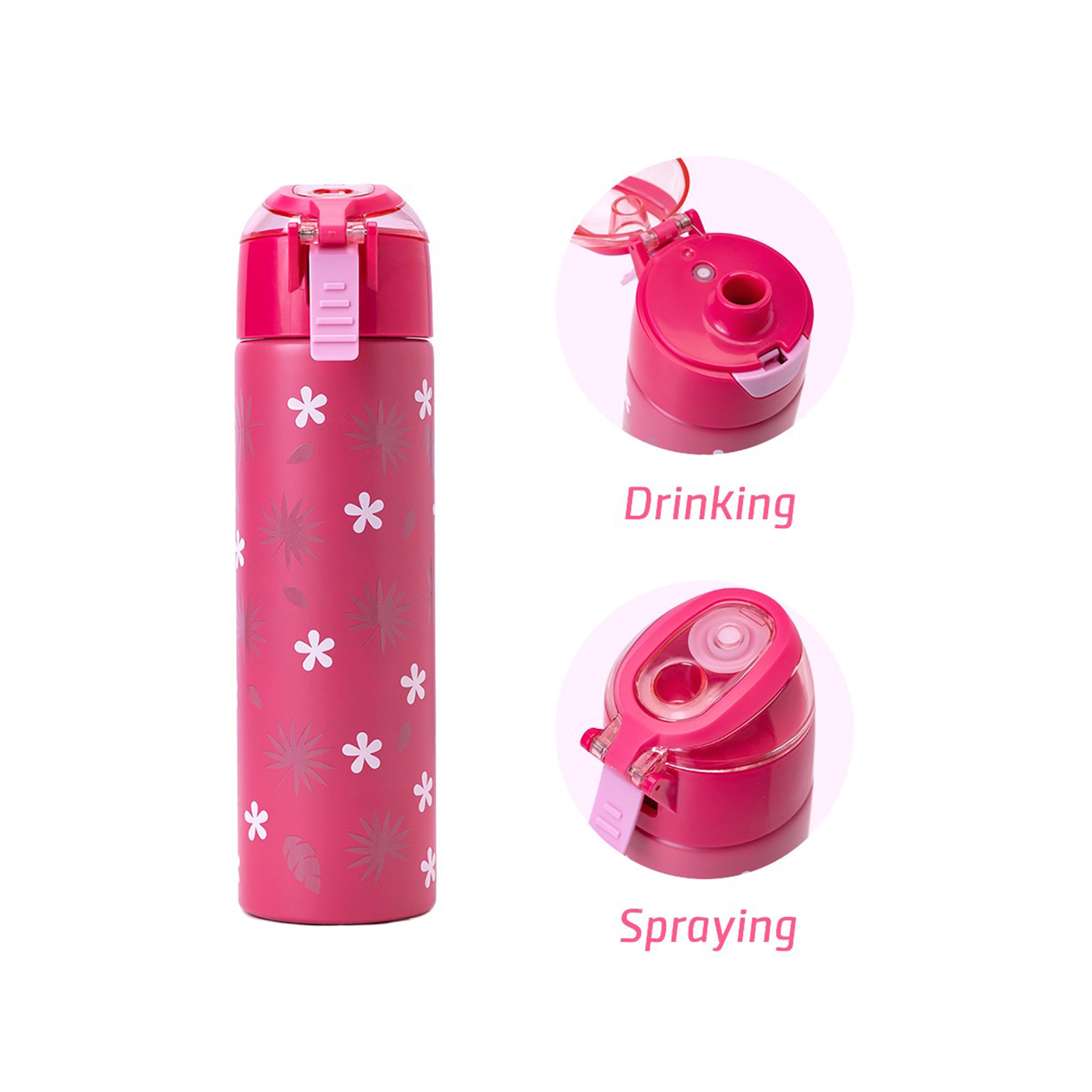 Eazy Kids Insulated Stainless Steel Water Bottle with Spray, Tropical, Red, 640ml-school-waterbottles-image-12