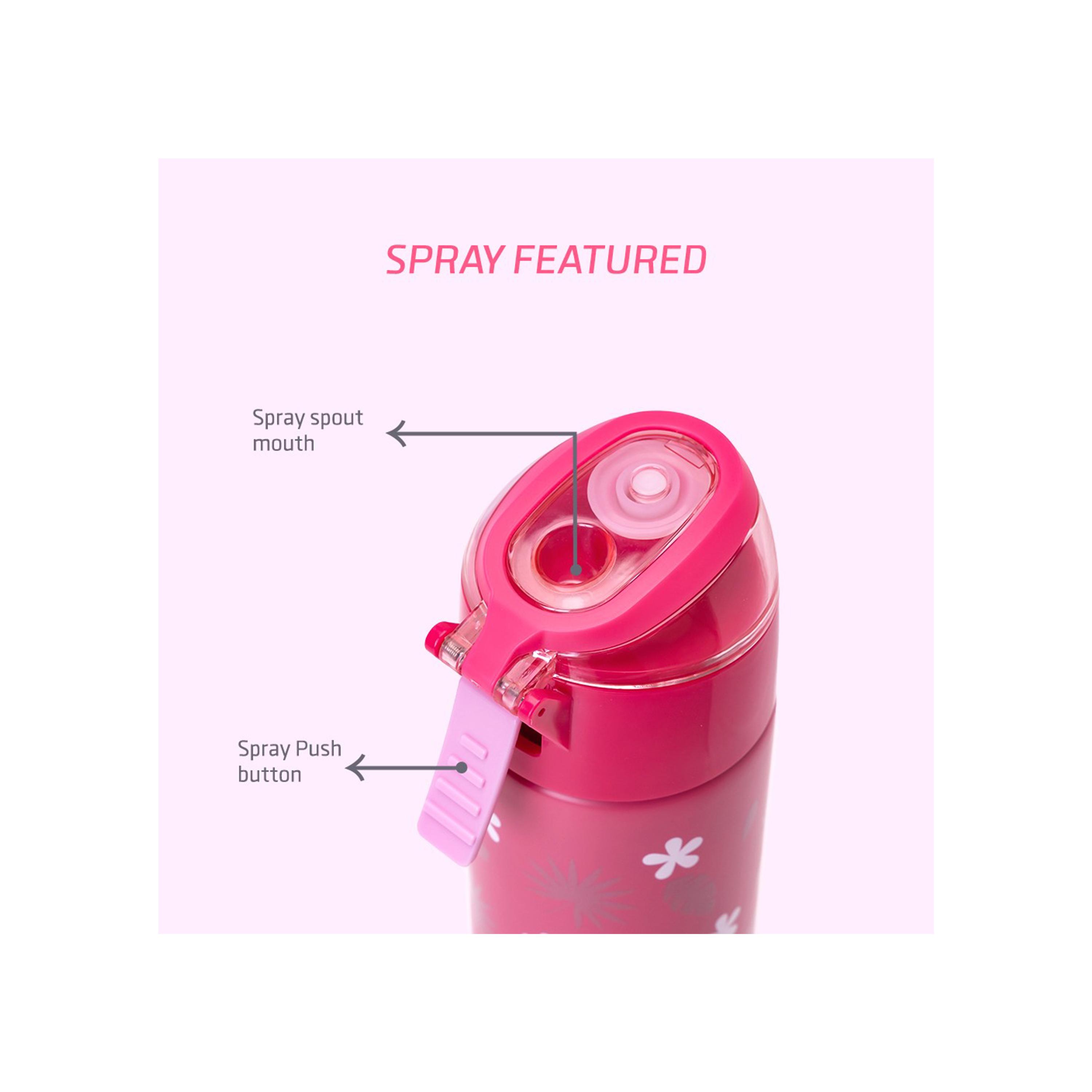 Eazy Kids Insulated Stainless Steel Water Bottle with Spray, Tropical, Red, 640ml-school-waterbottles-image-5