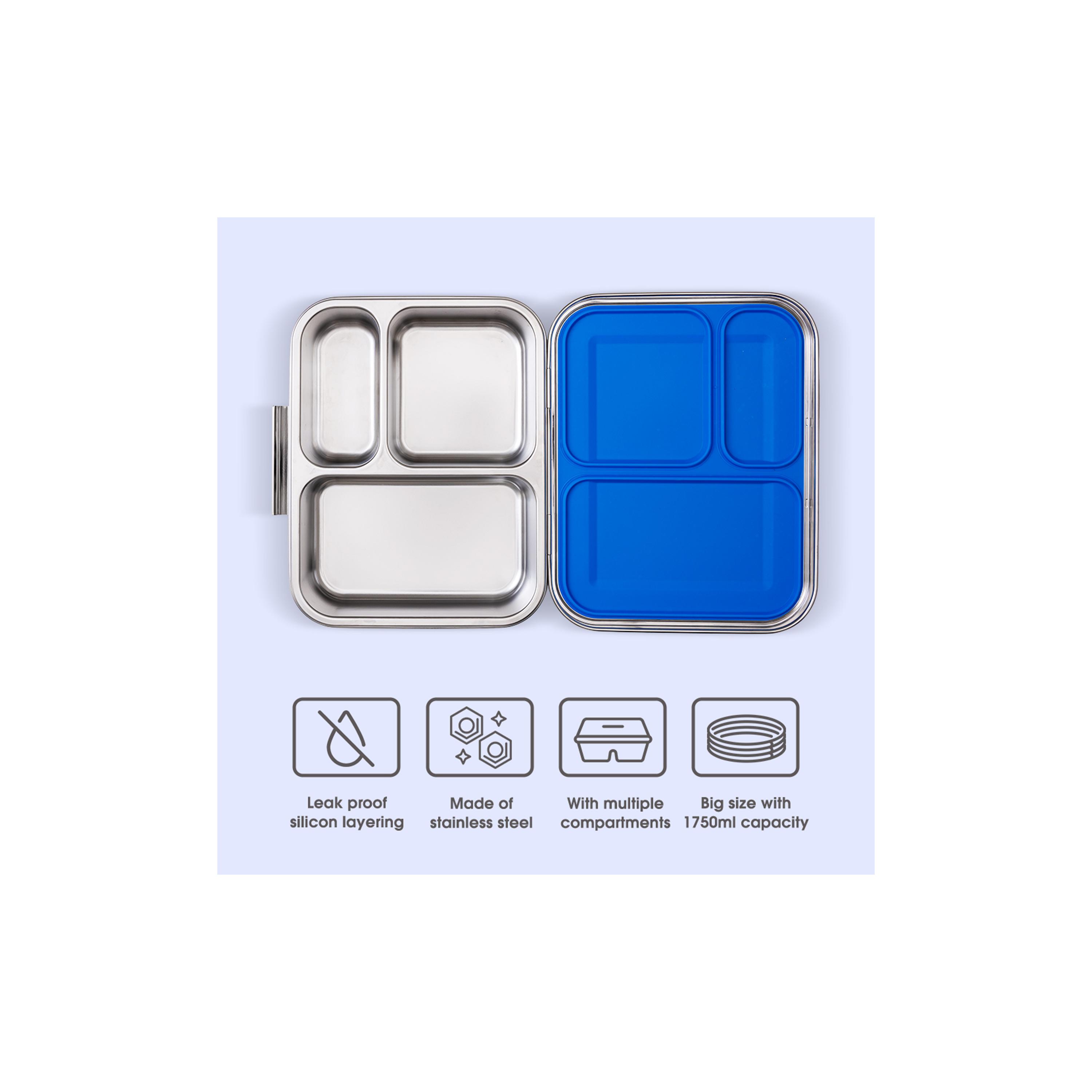 Eazy Kids 3 Compartment Bento Stainless Steel Lunch Box, 1750-school-lunchessentials-lunchboxes-image-5