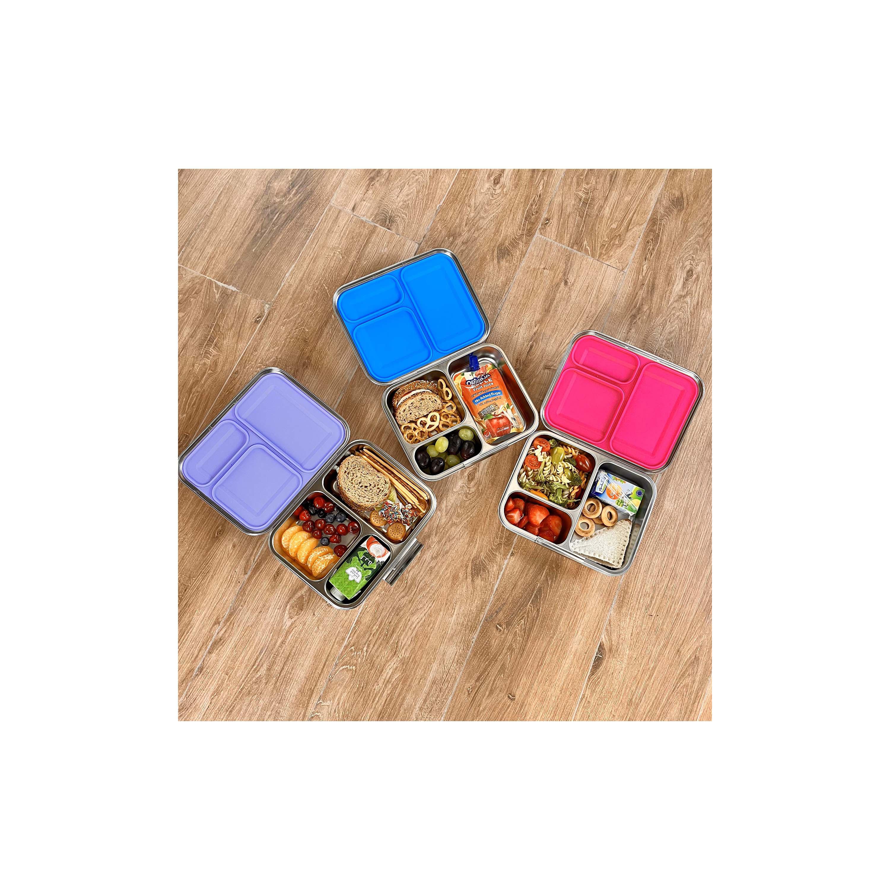 صندوق غداء من الستانلس ستيل 3 أقسام من إيزي كيدز، 1750-school-lunchessentials-lunchboxes-image-2