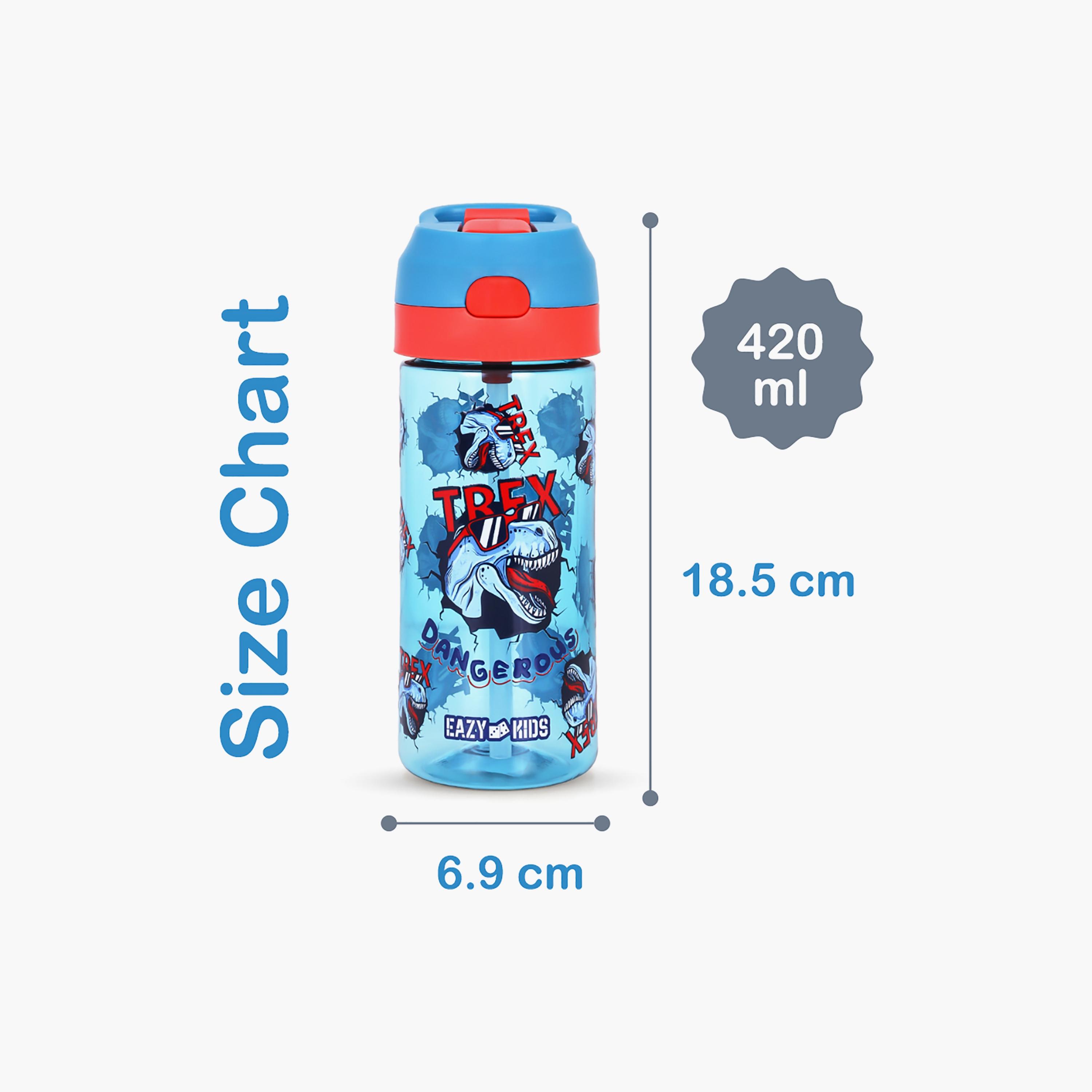 Eazy Kids Tritan Water Bottle with Spray, Dino, Blue, 420ml-school-waterbottles-image-4