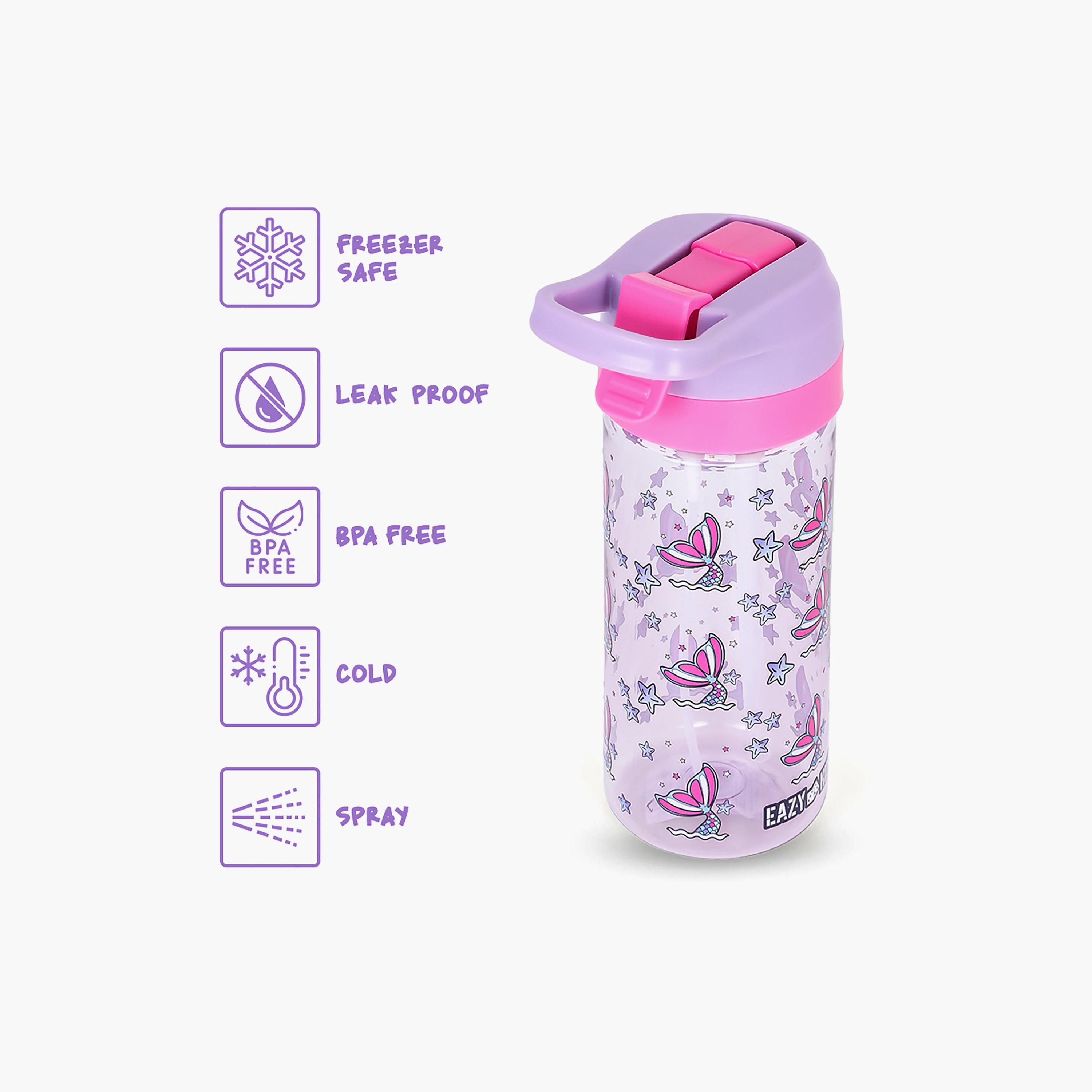 Eazy Kids Tritan Water Bottle with Spray Mermaid, Pink, 420ml-school-waterbottles-image-3