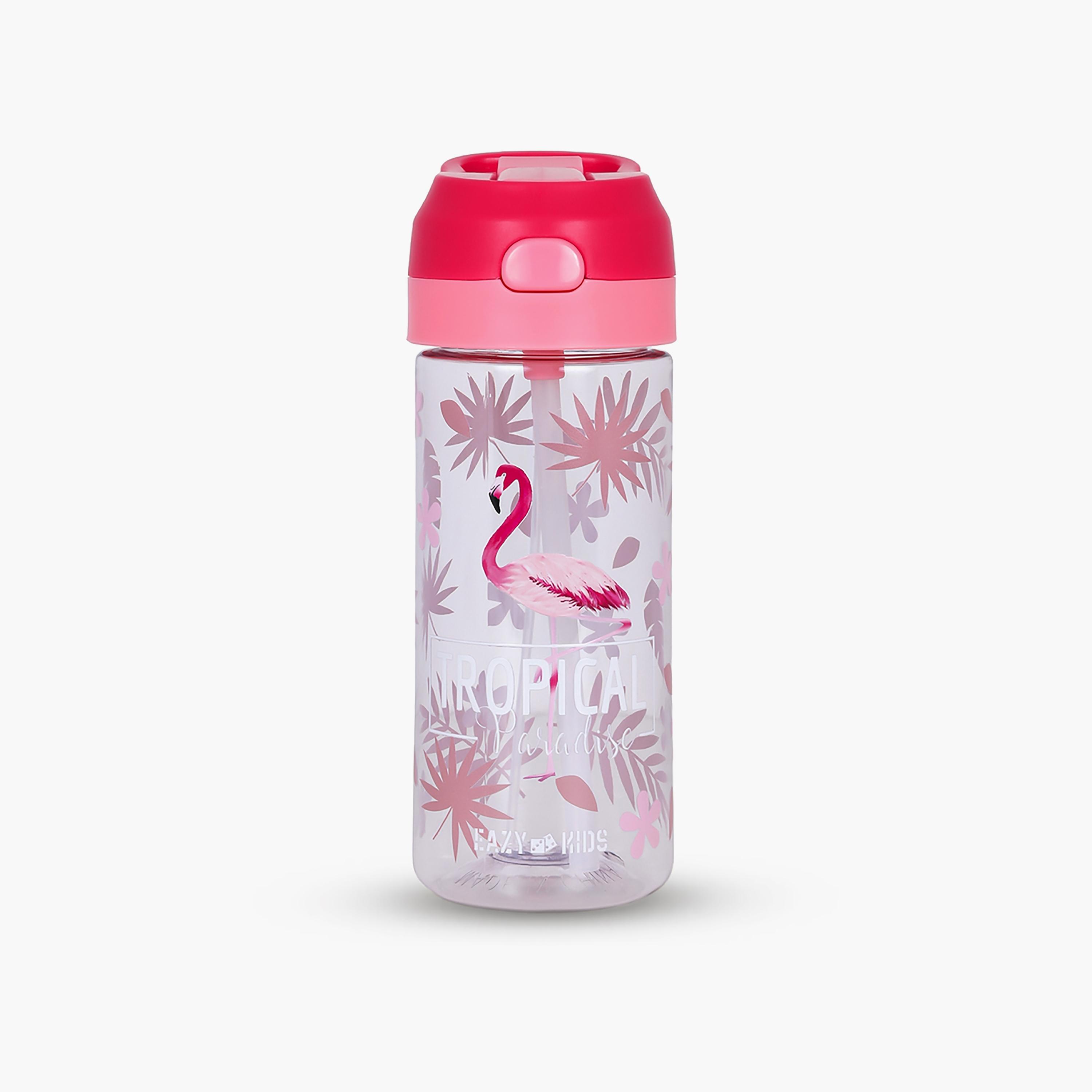 Eazy Kids Tritan Water Bottle with Spray Tropical, Pink, 420ml-school-waterbottles-image-1
