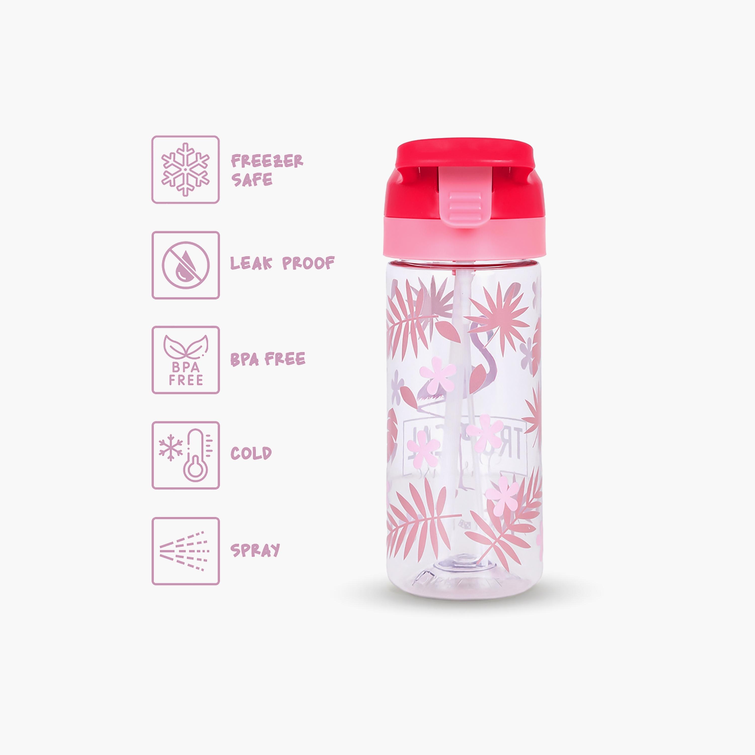 Eazy Kids Tritan Water Bottle with Spray Tropical, Pink, 420ml-school-waterbottles-image-3