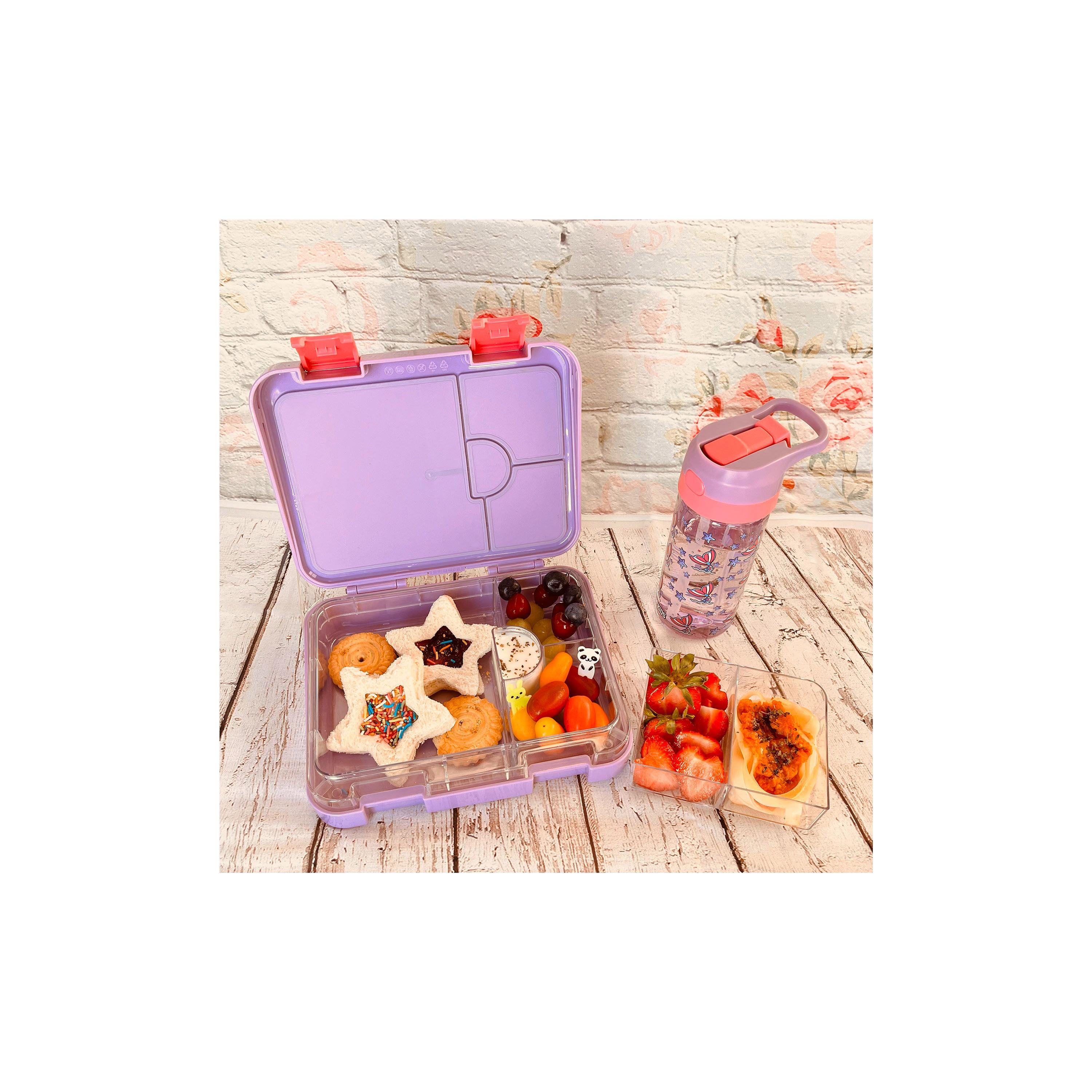 Eazy Kids 6 & 4 Convertible Bento Lunch Box with Sandwich Cutter Set, Mermaid, Purple-school-lunchessentials-lunchboxes-image-10