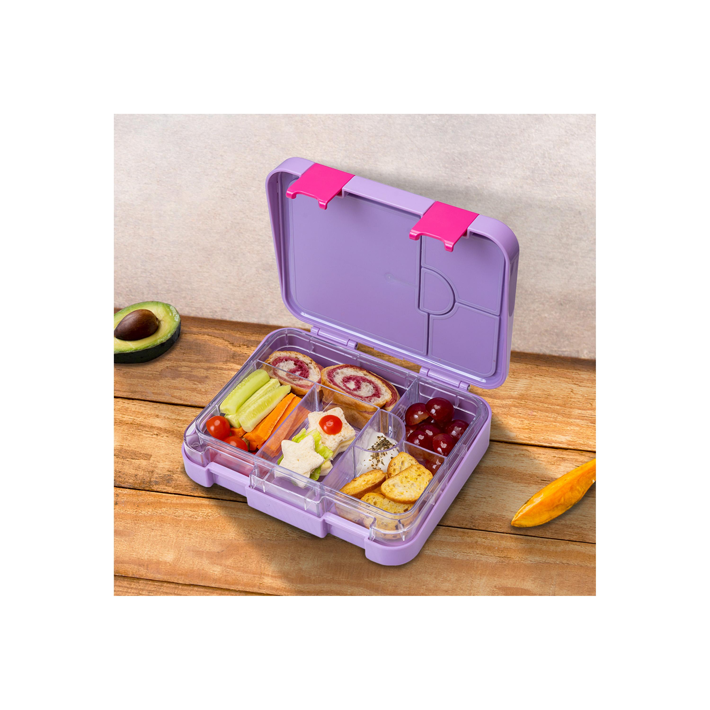 Eazy Kids 6 & 4 Convertible Bento Lunch Box with Sandwich Cutter Set, Mermaid, Purple-school-lunchessentials-lunchboxes-image-3