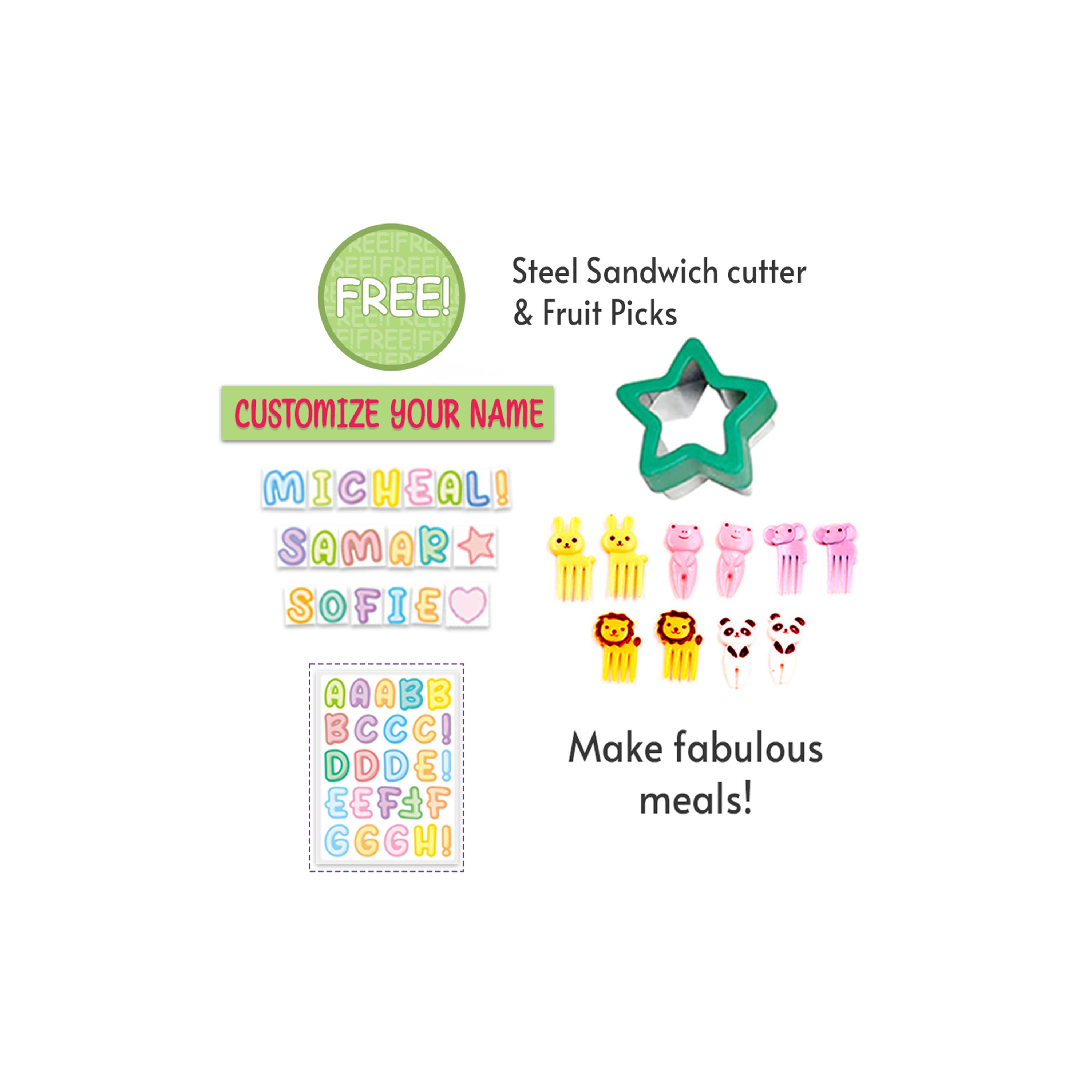 Eazy Kids 6 & 4 Convertible Bento Lunch Box with Sandwich Cutter Set, Mermaid, Purple-school-lunchessentials-lunchboxes-image-6