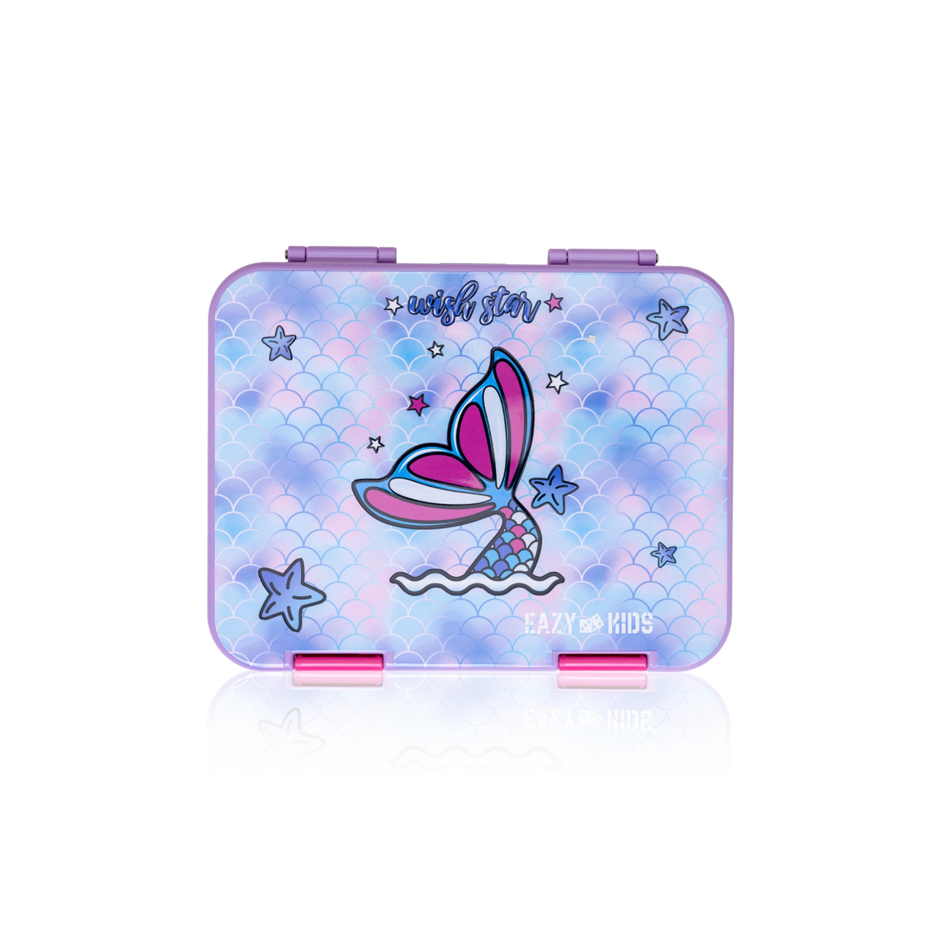 Eazy Kids 6 & 4 Convertible Bento Lunch Box with Sandwich Cutter Set, Mermaid, Purple-school-lunchessentials-lunchboxes-image-7