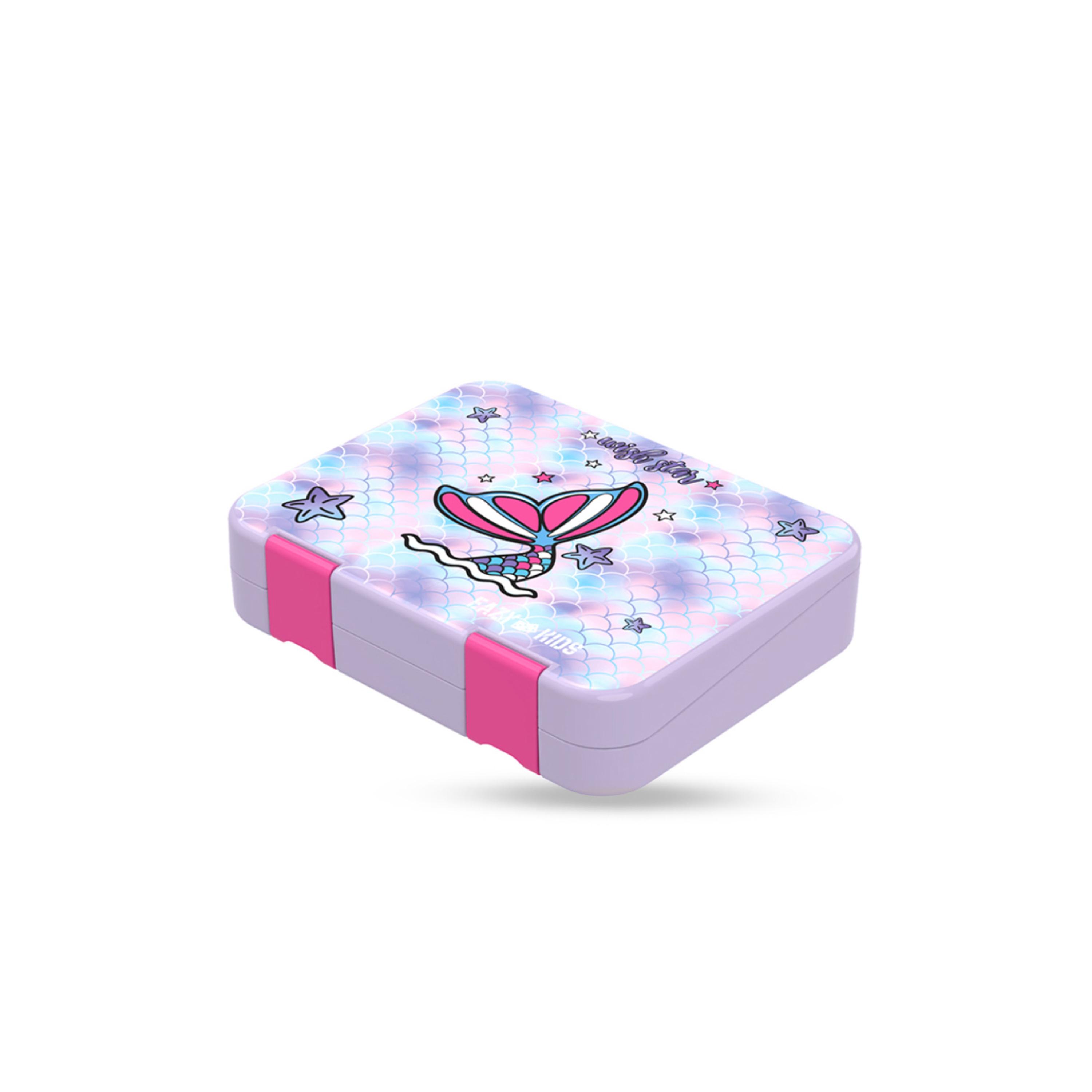 Eazy Kids 6 & 4 Convertible Bento Lunch Box with Sandwich Cutter Set, Mermaid, Purple-school-lunchessentials-lunchboxes-image-9