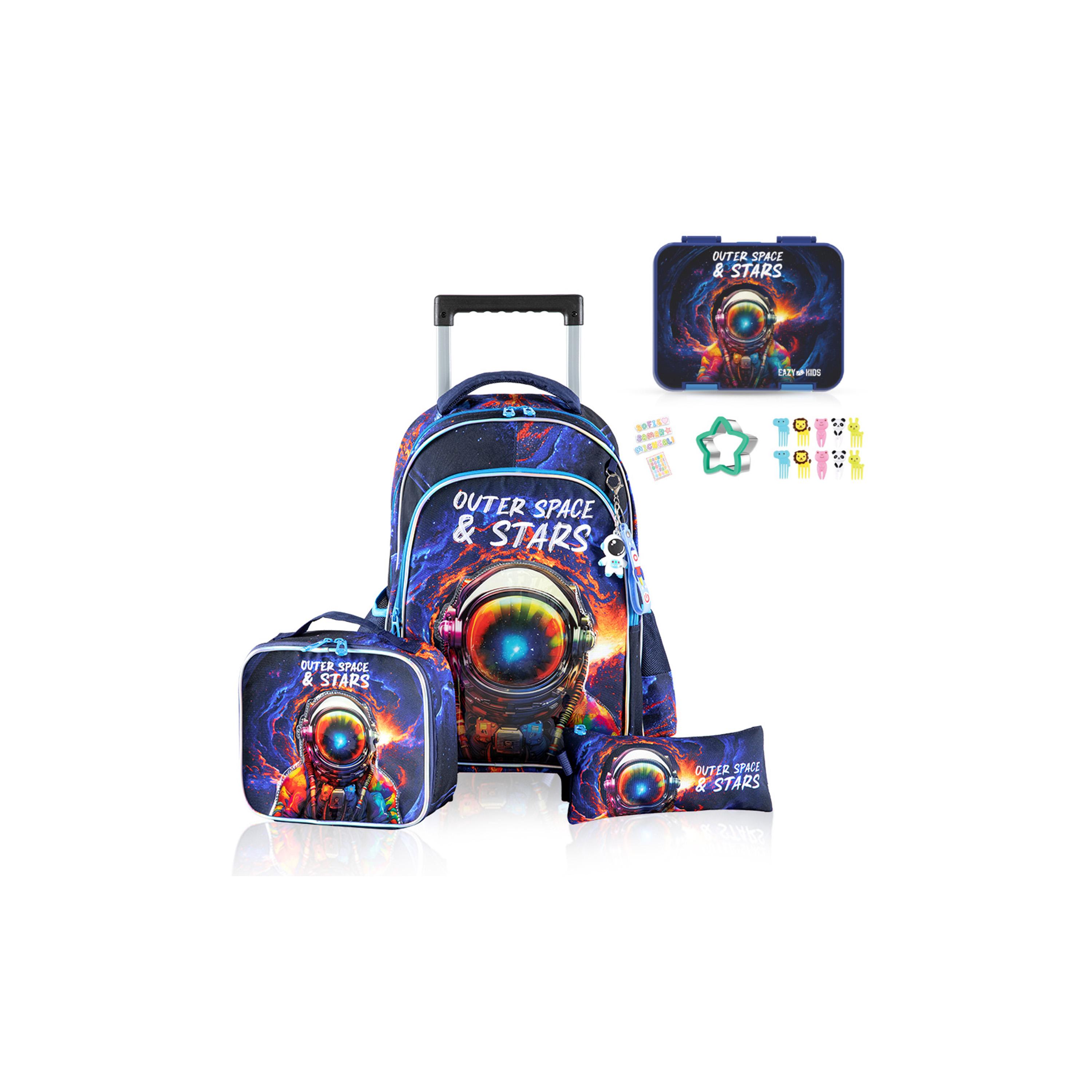 Eazy Kids 6 & 4 Convertible Bento Lunch Box with Sandwich Cutter Set, Outer Space, Blue-school-lunchessentials-lunchboxes-image-10