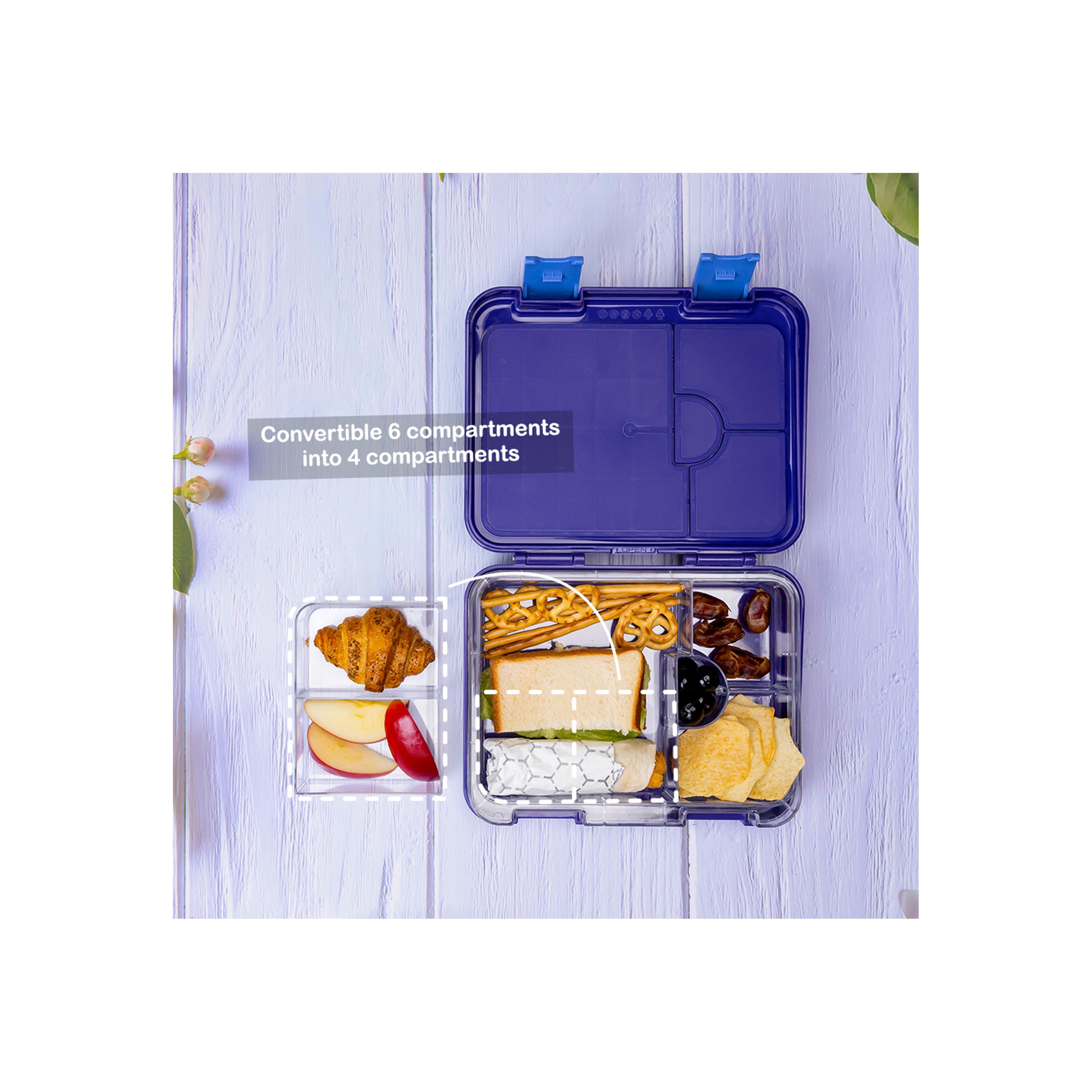 Eazy Kids 6 & 4 Convertible Bento Lunch Box with Sandwich Cutter Set, Outer Space, Blue-school-lunchessentials-lunchboxes-image-3