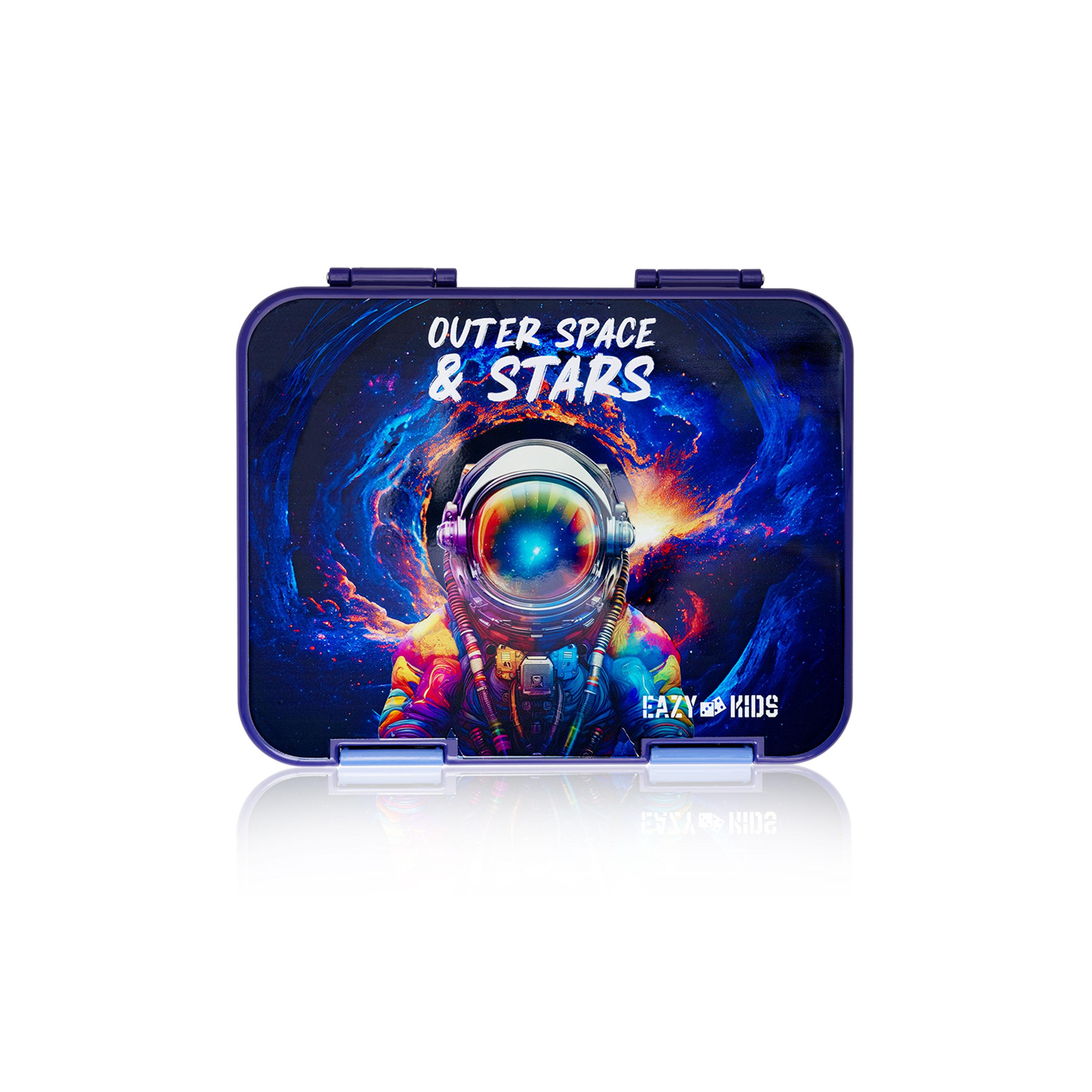 Eazy Kids 6 & 4 Convertible Bento Lunch Box with Sandwich Cutter Set, Outer Space, Blue-school-lunchessentials-lunchboxes-image-8