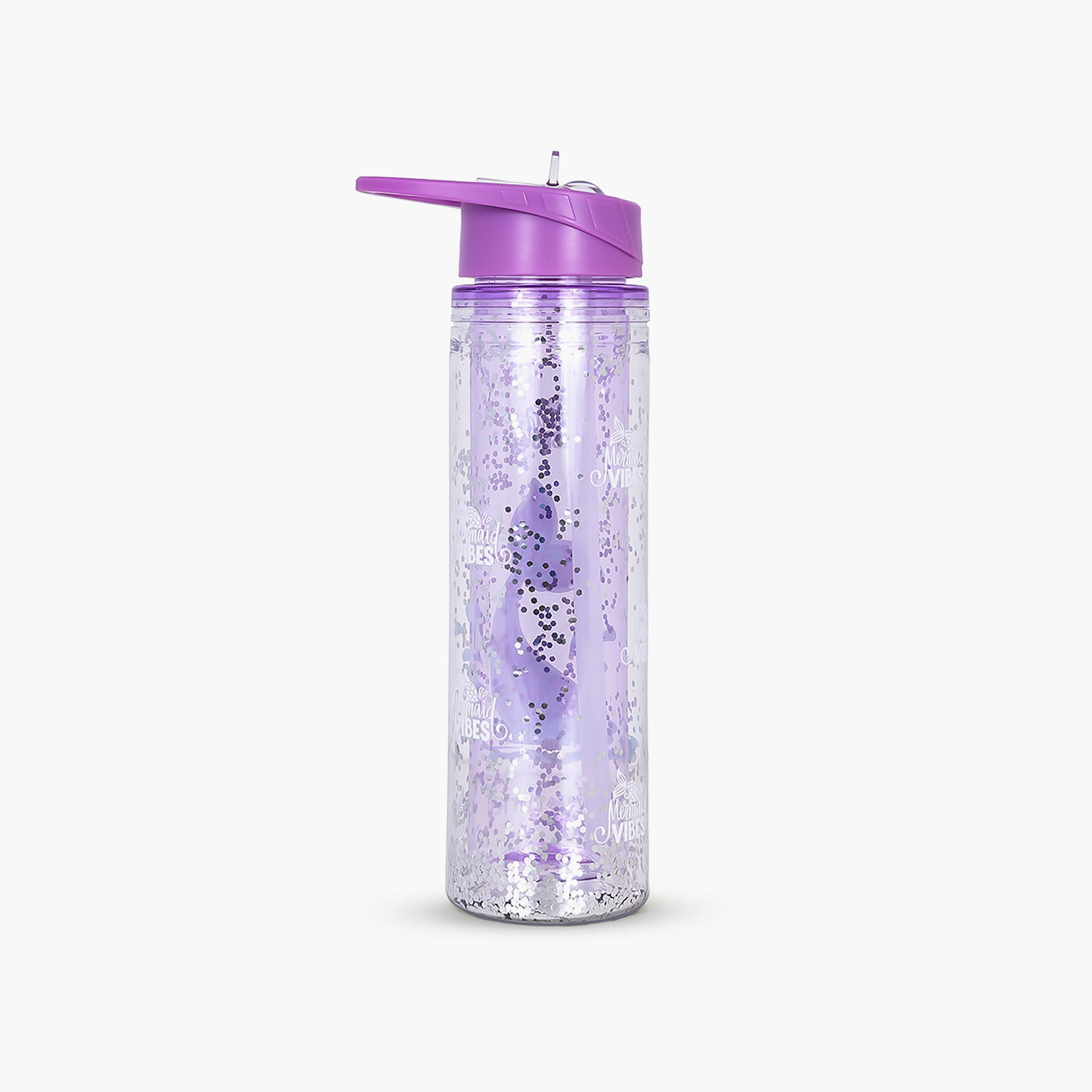 Eazy Kids Tritan Double Wall Glitter Water Bottle, Mermaid, Purple, 550ml-school-waterbottles-image-2