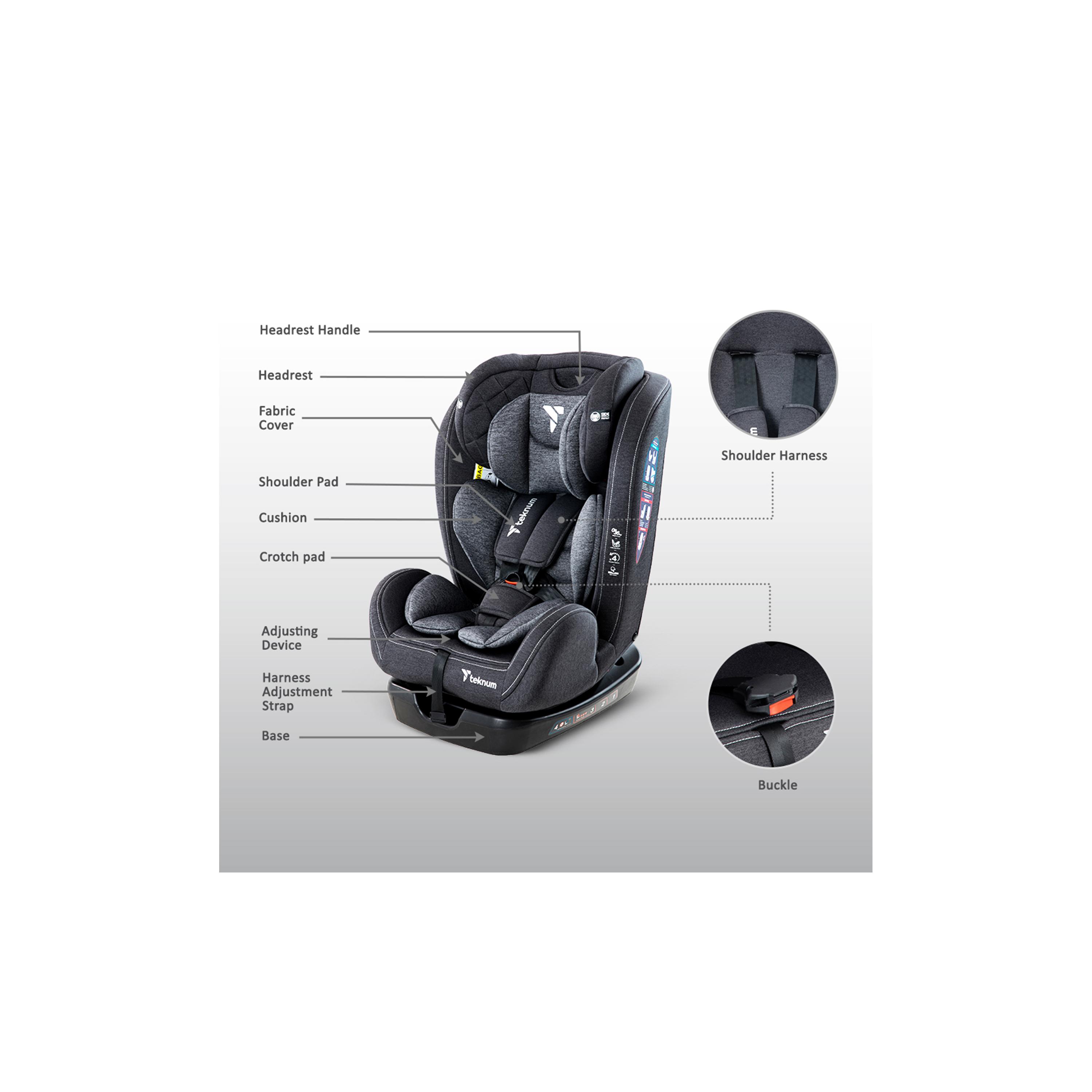 Teknum Evolve 2 Car Seat 0-12yrs - Dark Grey-baby-gear-carseats-image-5