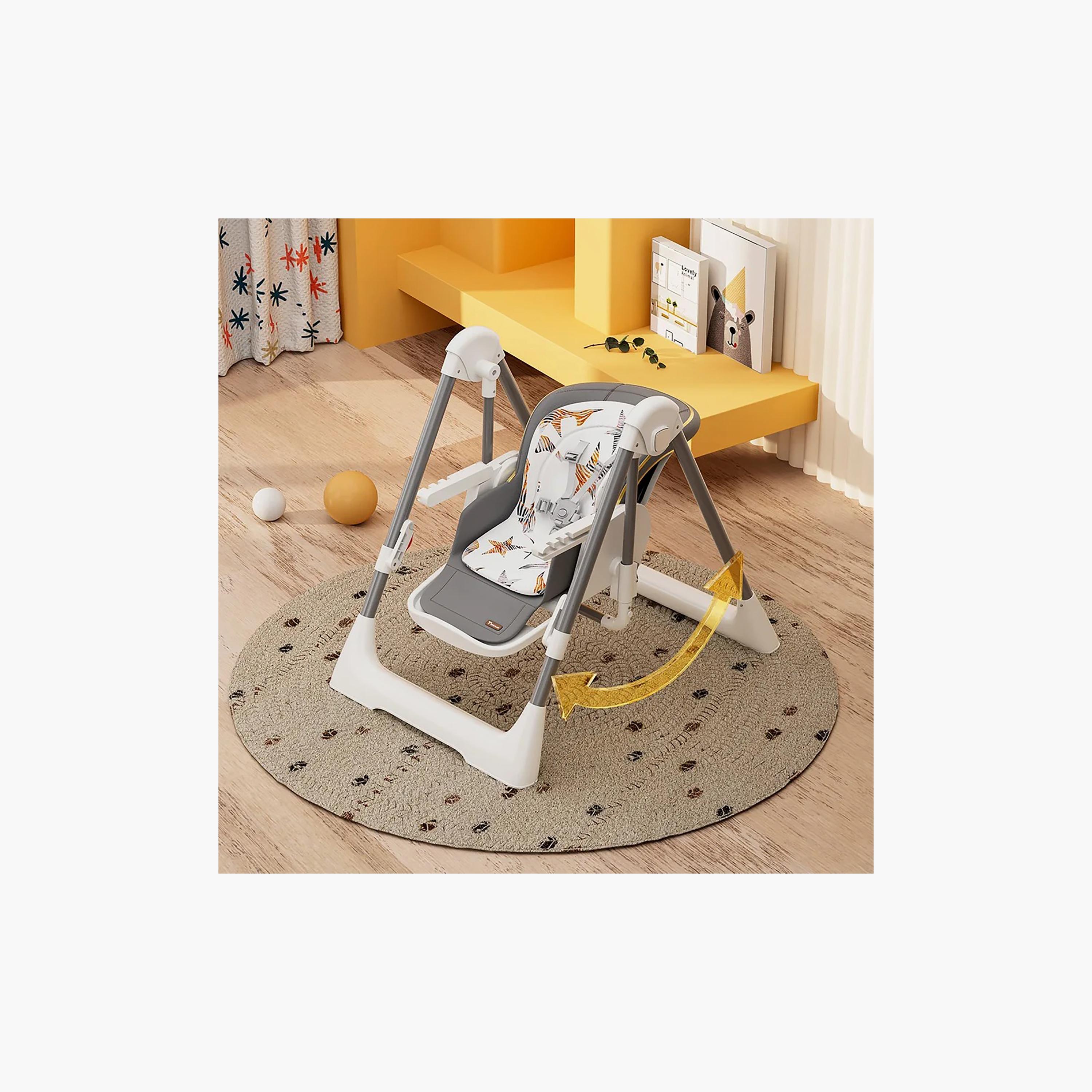 Teknum 5-IN-1 Convertible Swing & High Chair with Lockable Wheels-baby-feeding-highchairsandboosters-image-2