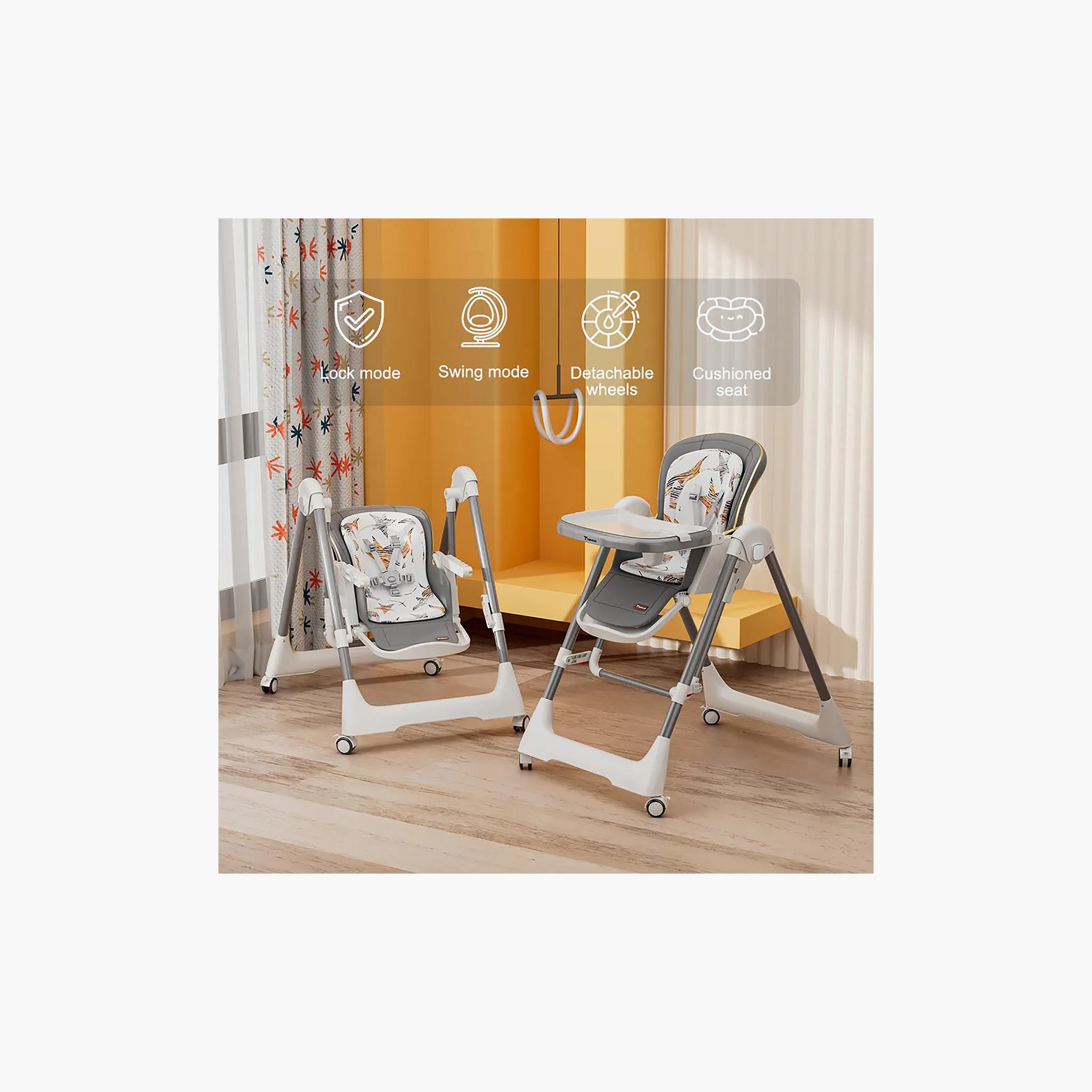 Teknum 5-IN-1 Convertible Swing & High Chair with Lockable Wheels-baby-feeding-highchairsandboosters-image-5
