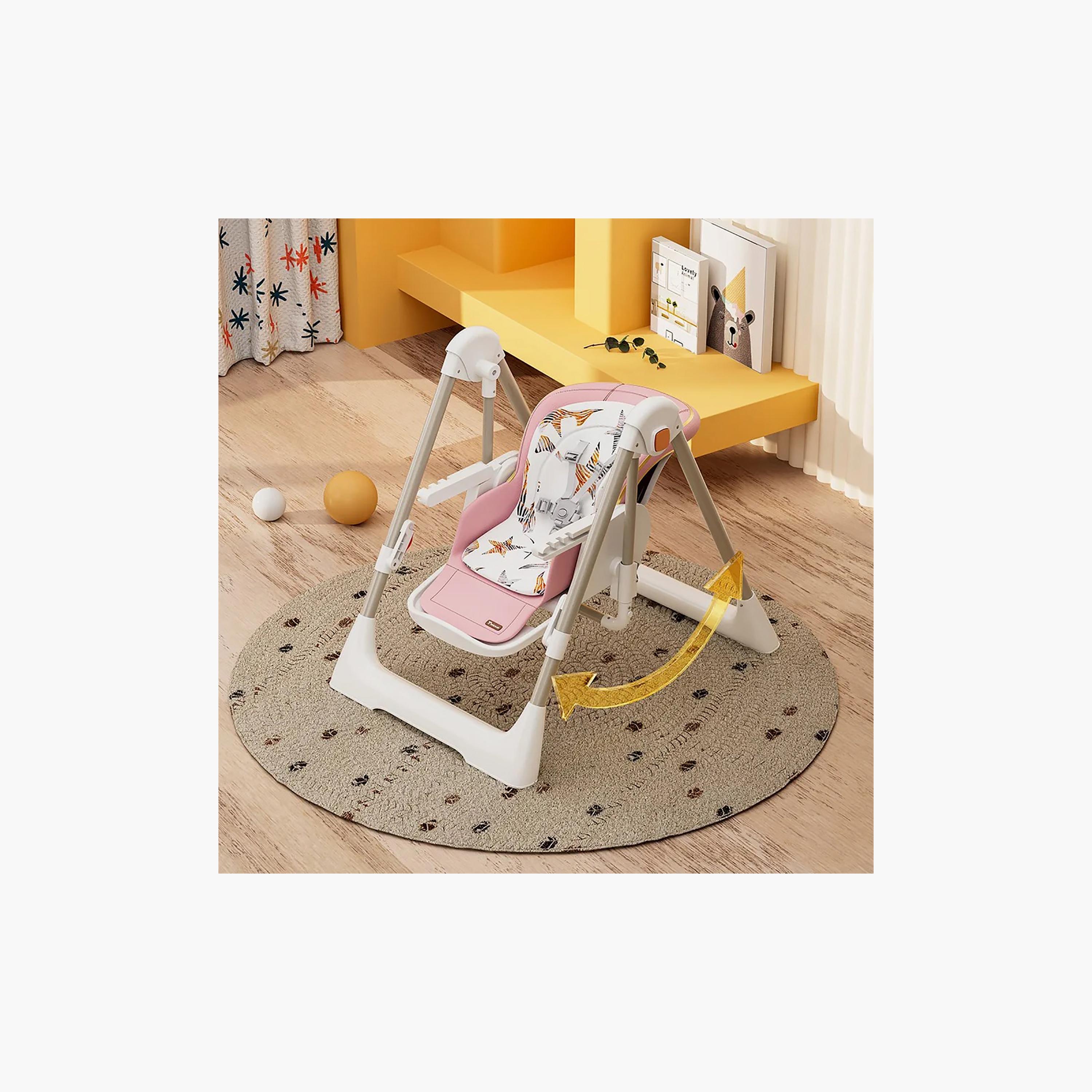 Teknum 5-IN-1 Convertible Swing & High Chair with Lockable Wheels-baby-feeding-highchairsandboosters-image-2