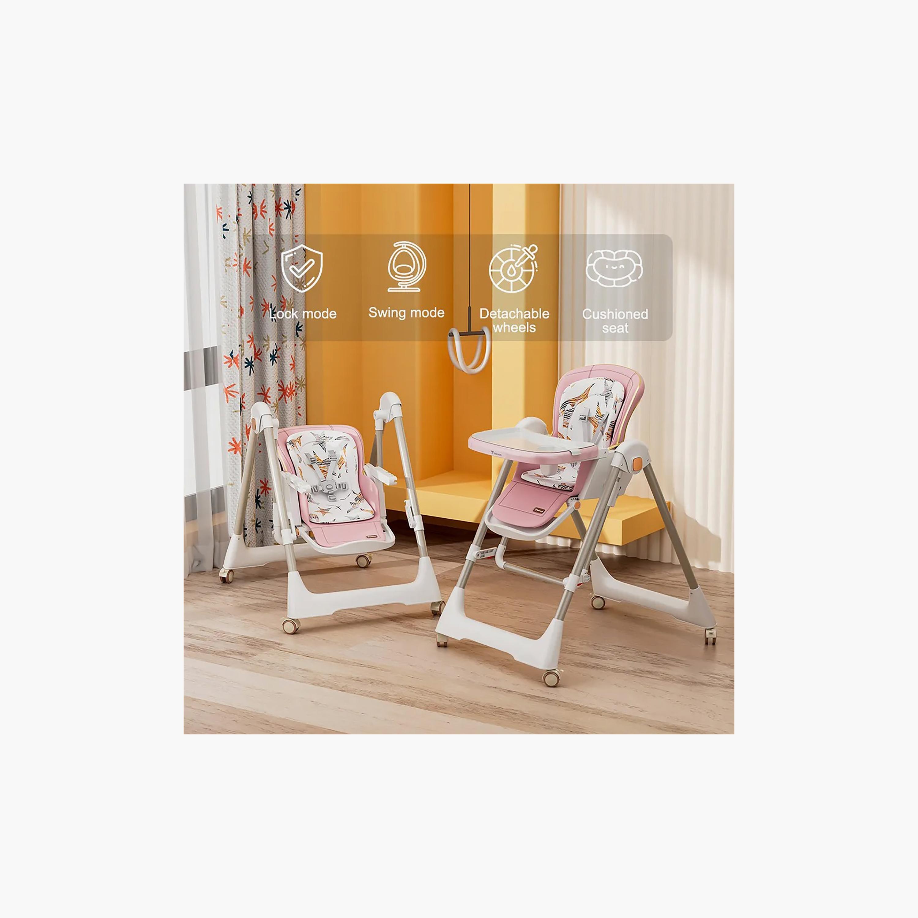 Teknum 5-IN-1 Convertible Swing & High Chair with Lockable Wheels-baby-feeding-highchairsandboosters-image-5