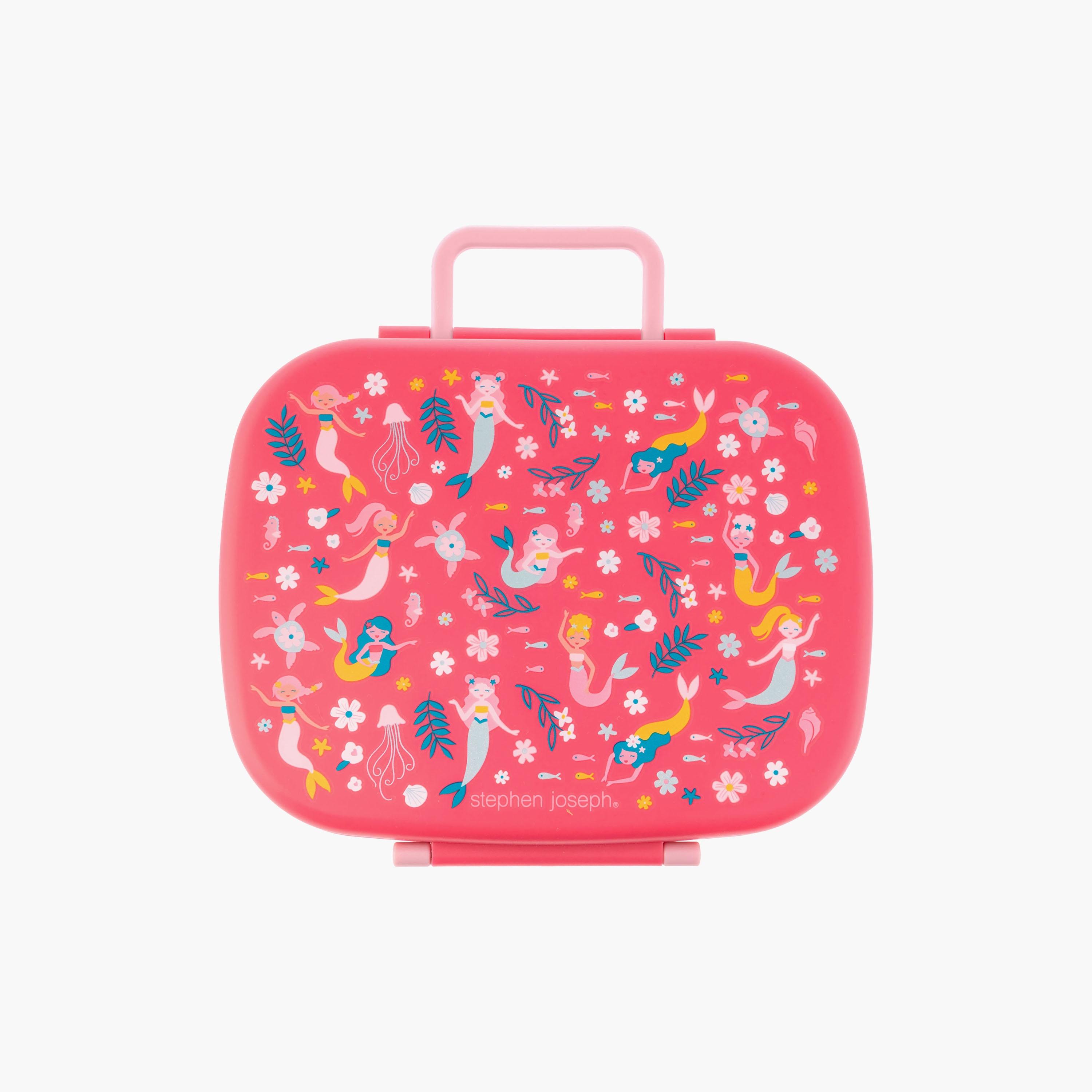 صندوق غداء بينتو مع صينية قابلة للإزالة من ستيفن جوزيف - حورية البحر - وردي داكن-school-lunchessentials-lunchboxes-image-1