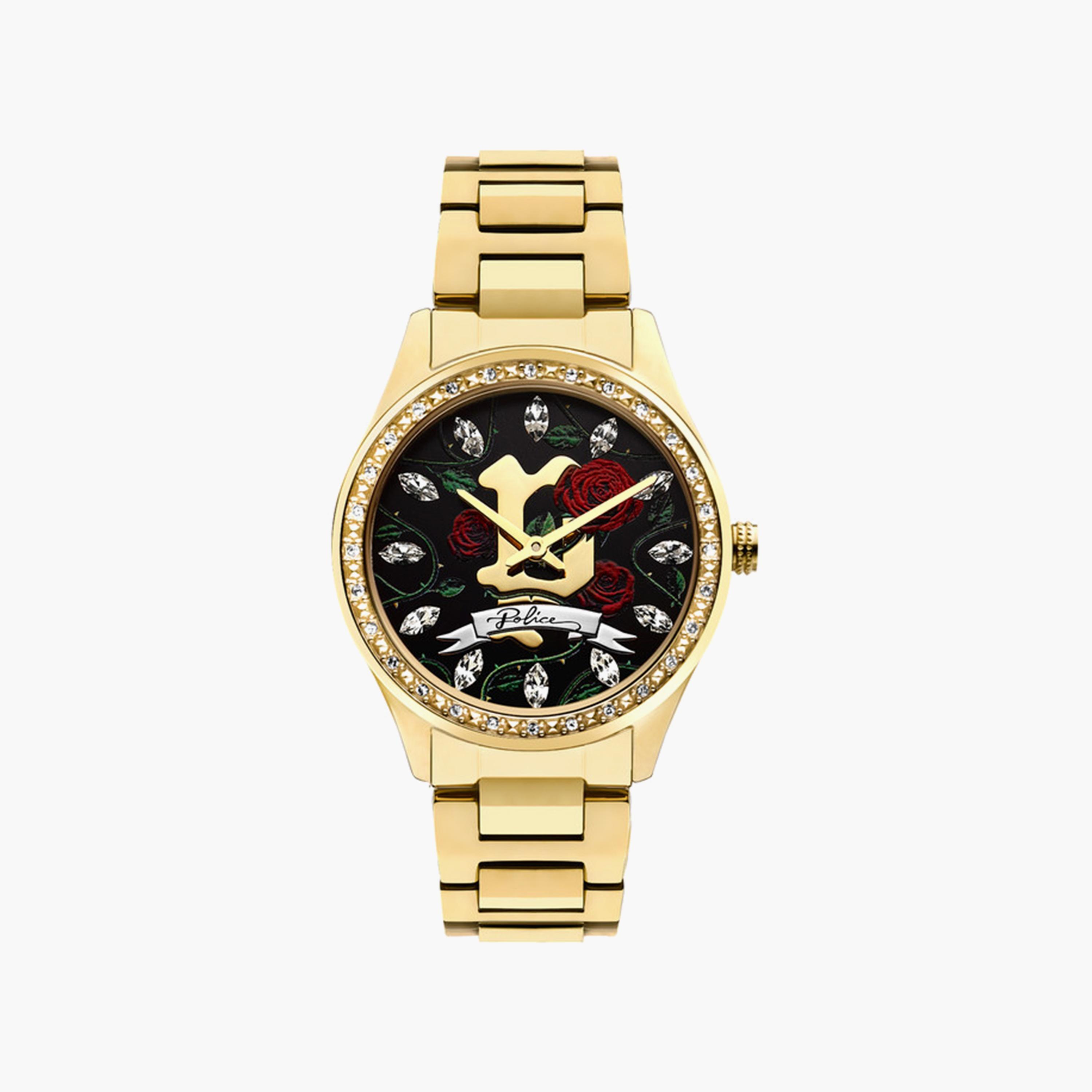 ساعة بوليس للنساء 36 ملم ذهبية أنالوج من الستانلس ستيل | PEWLG2109903-women-watchesandjewellery-watches-image-1