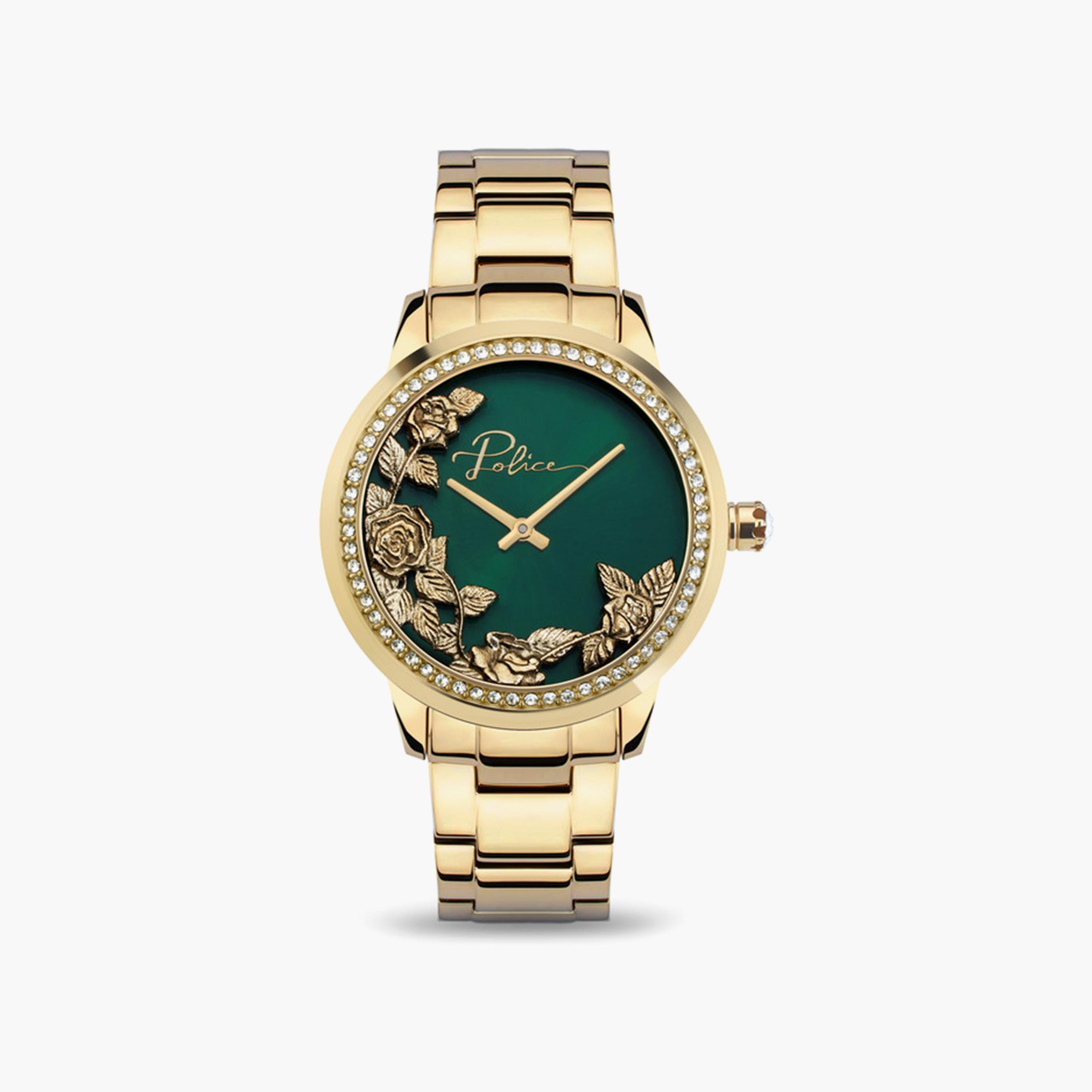 ساعة بوليس للنساء 34 ملم ذهبية أنالوج من الستانلس ستيل | PEWLG2202203-women-watchesandjewellery-watches-image-1