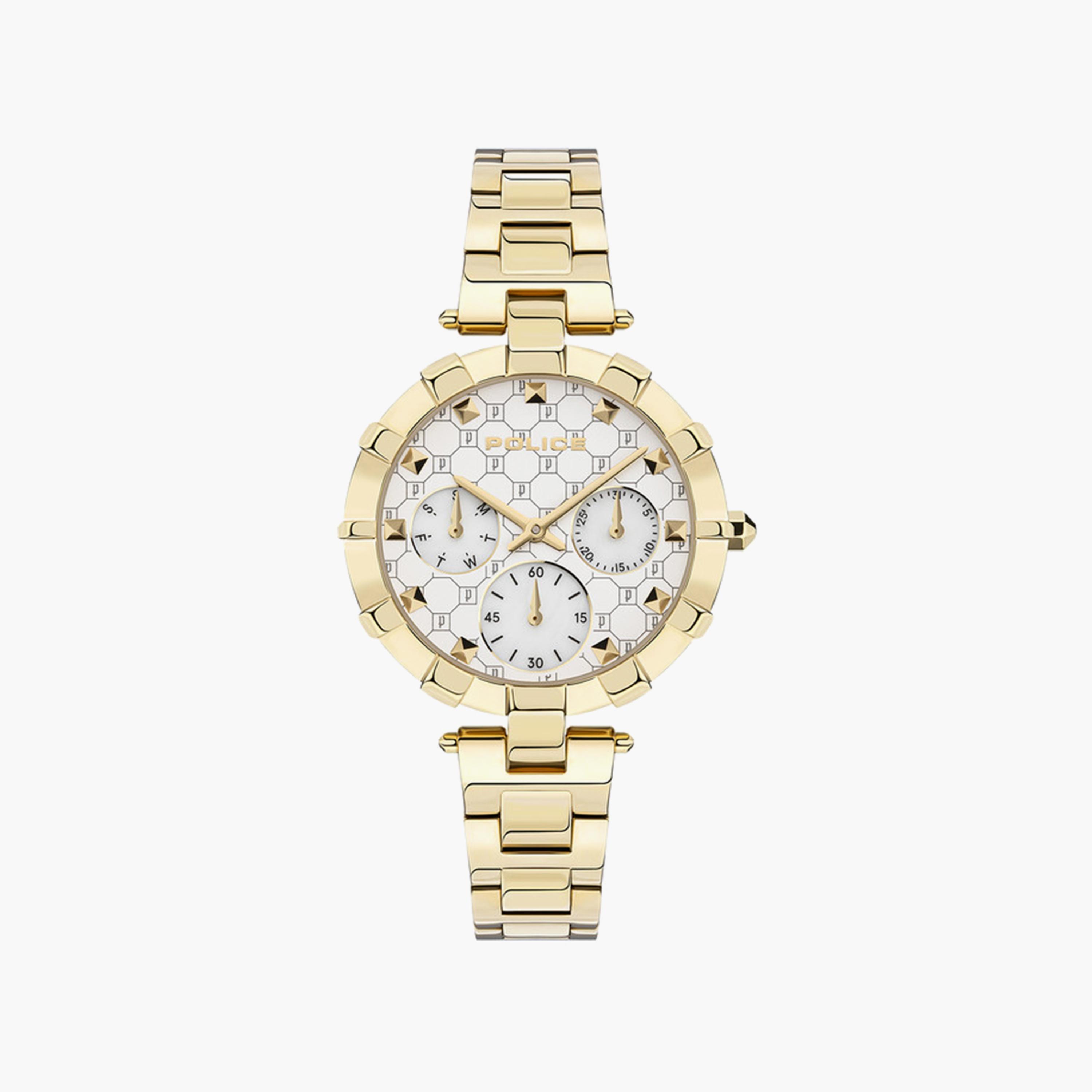 ساعة بوليس للنساء 34 ملم ذهبية أنالوج من الستانلس ستيل | PEWLK2116401-women-watchesandjewellery-watches-image-1
