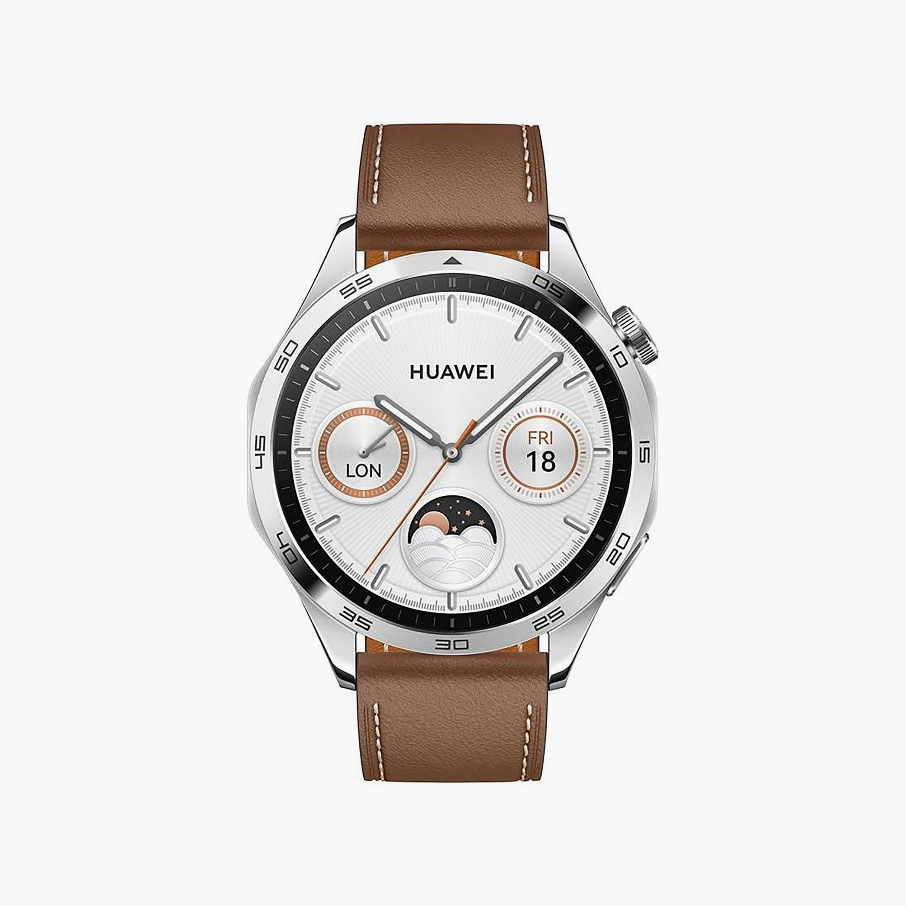 ساعة هواوي جي تي4 فونيكس-بي19 46 ملم بحزام جلد بني | HUW-GT4-PHOINIX-BRN-electronics-smartwatches-image-2