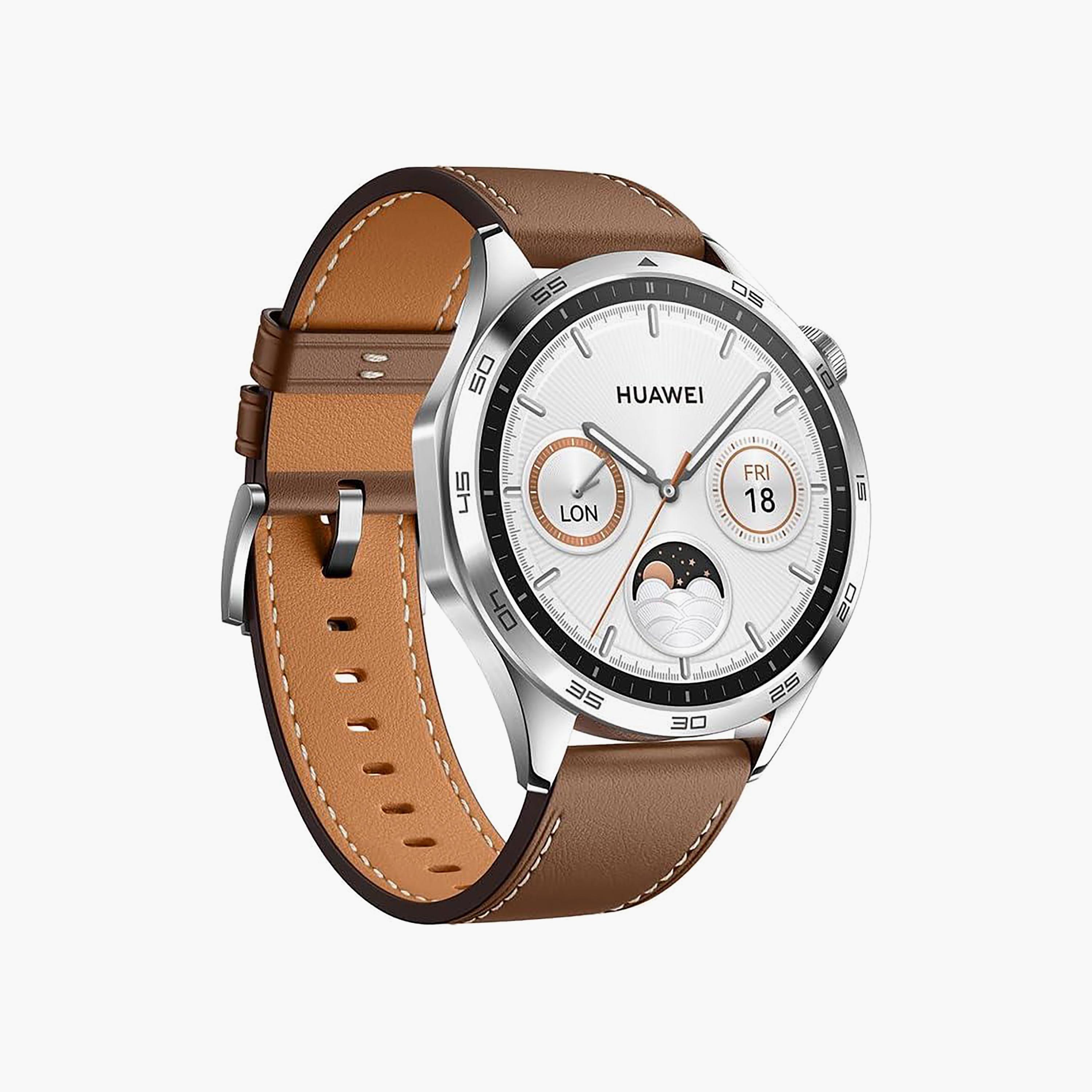 ساعة هواوي جي تي4 فونيكس-بي19 46 ملم بحزام جلد بني | HUW-GT4-PHOINIX-BRN-electronics-smartwatches-image-5