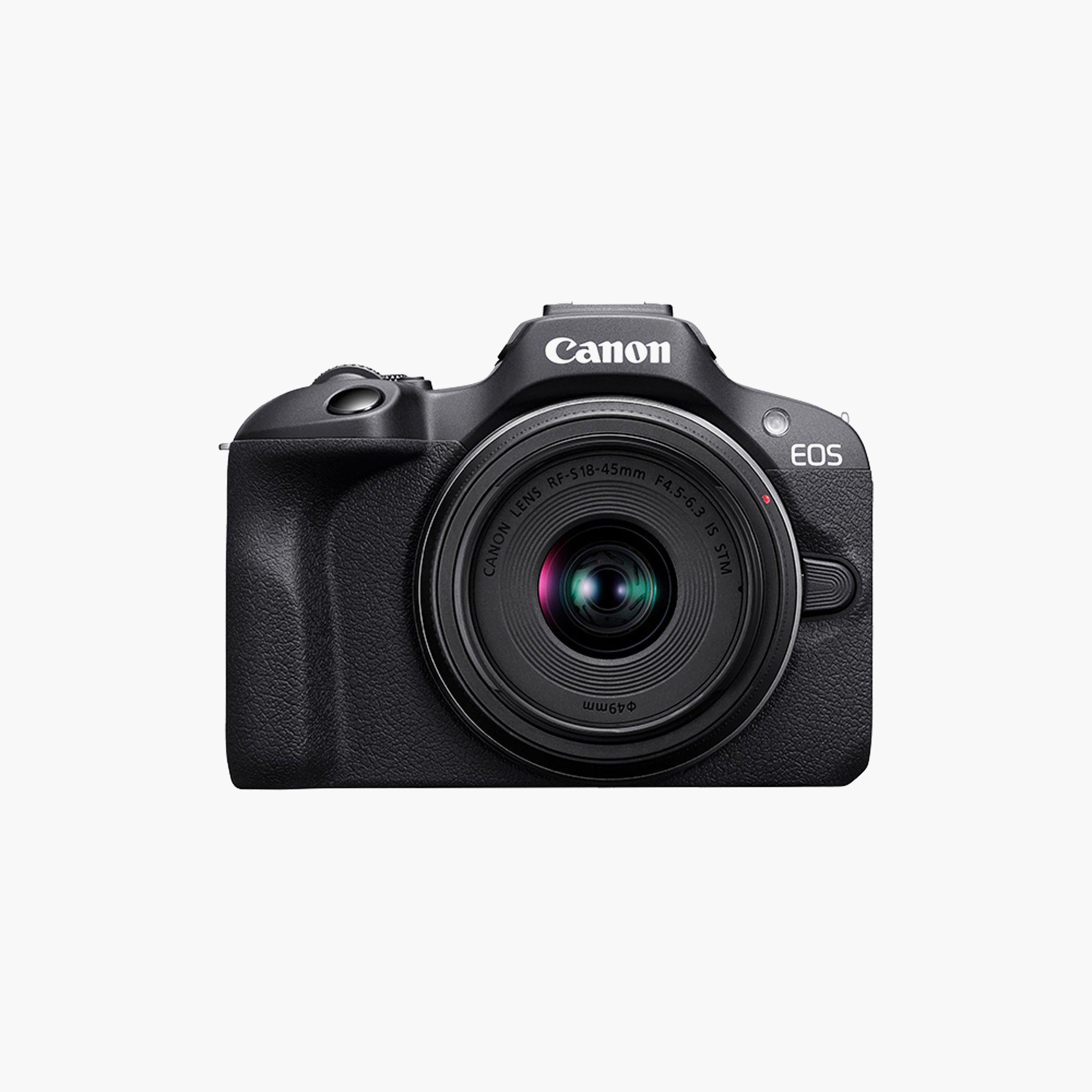 كاميرا كانون الرقمية بدون مرآة، هيكل أسود مع عدسة RF-S 18-45 مم IS STM | EOS R100 BK + RF-S 18-45-electronics-camera-image-1