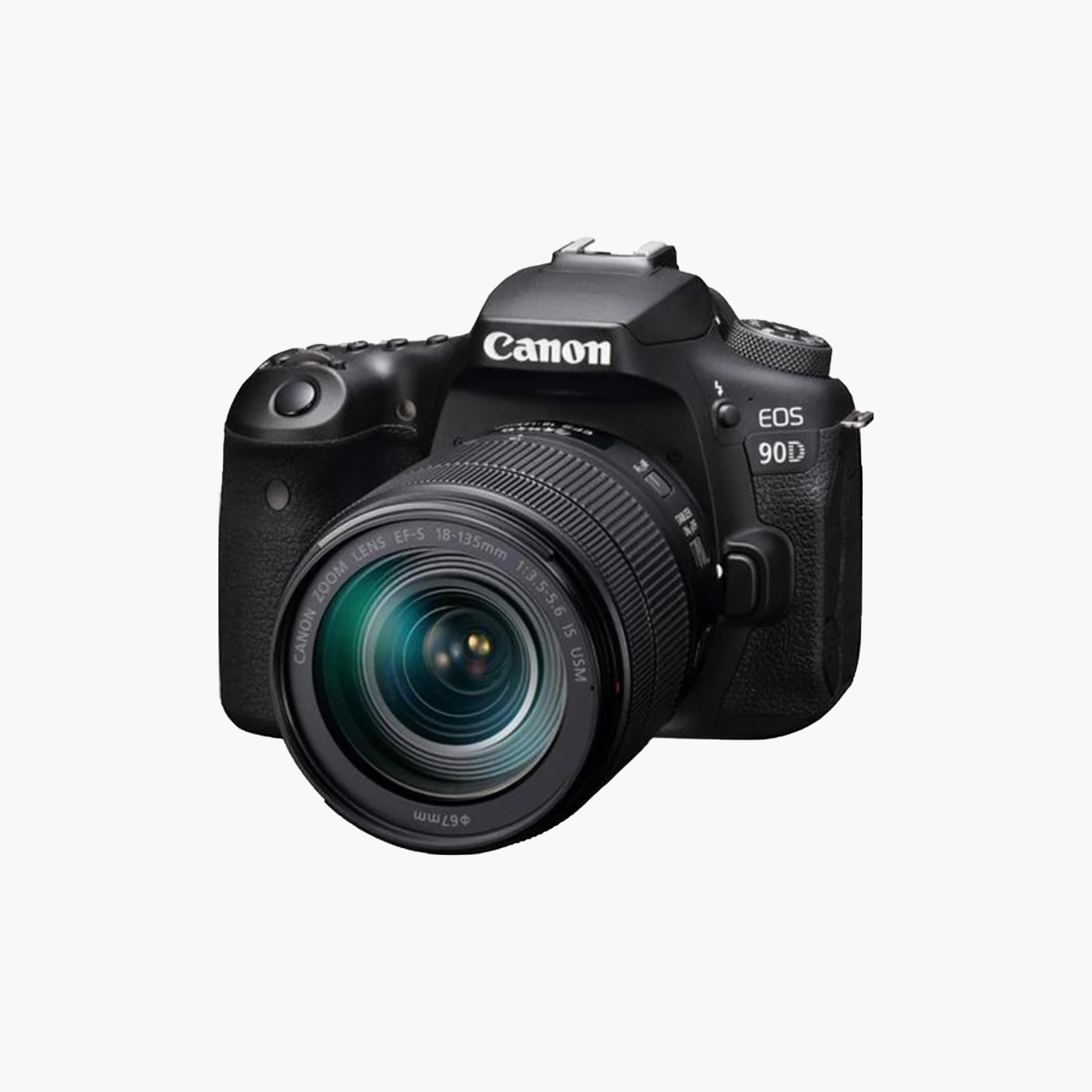 كاميرا كانون EOS 90D دي إس إل آر (DSLR) مع عدسة EF-S 18-135 ملم IS USM ومستشعر بدقة 32.5 ميجابكسل وتقنية 4K ومعالج Dual Pixel AF وبلوتوث وواي فاي-electronics-camera-image-1